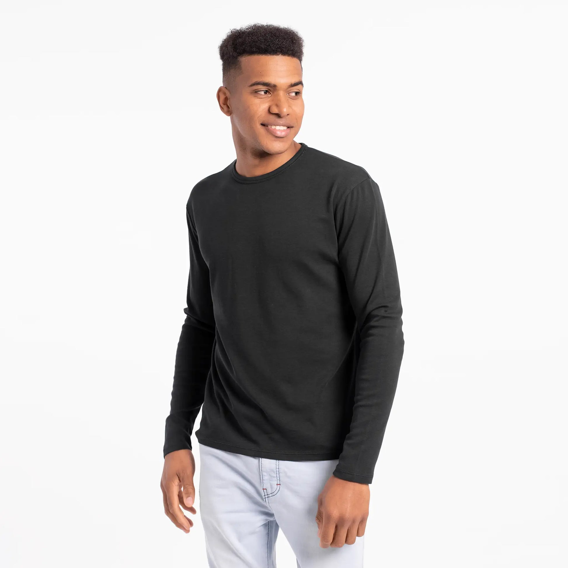 Men's Organic Pima Cotton Long Sleeve Shirt color black