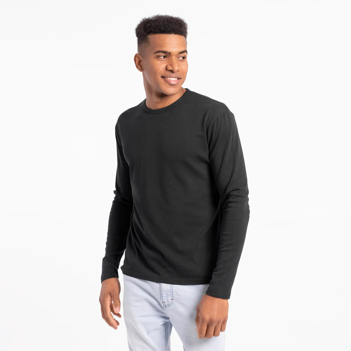 mens 100 cotton tshirt long sleeve color black