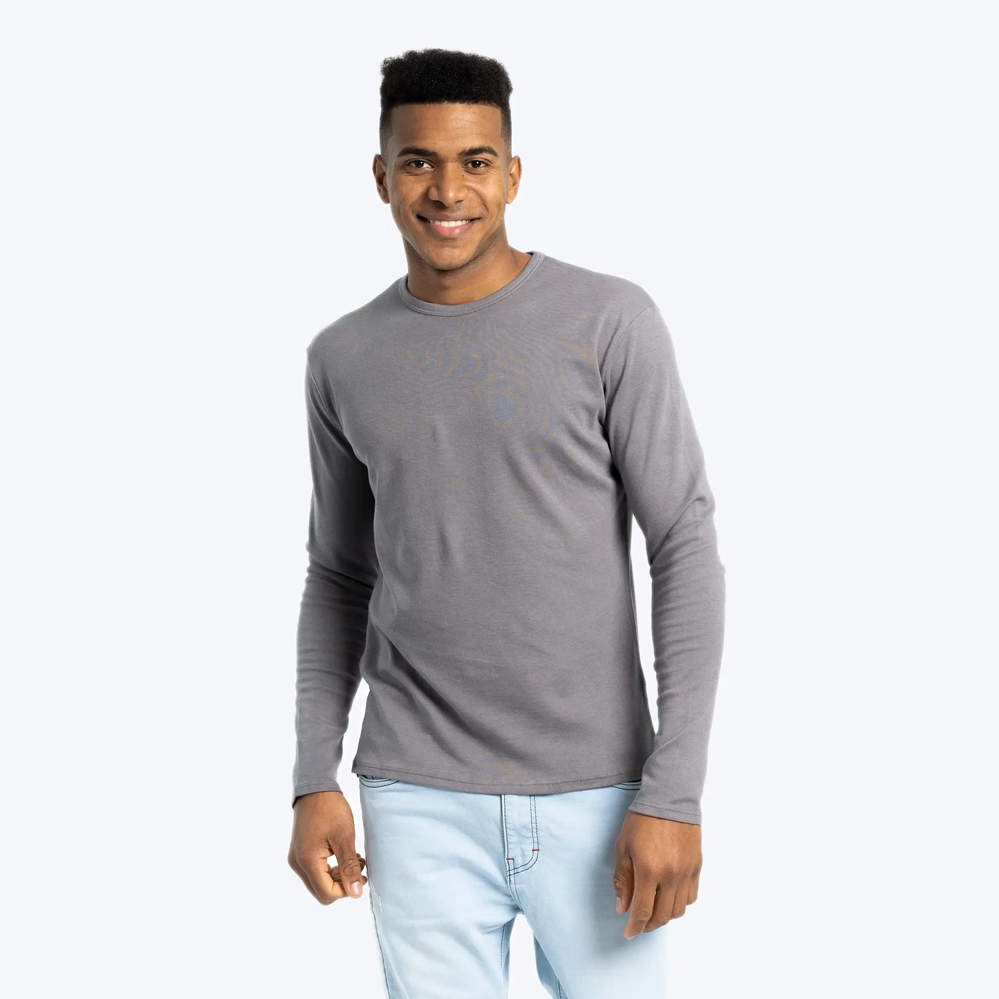 Men's Organic Pima Cotton Long Sleeve Shirt color Natural Gray