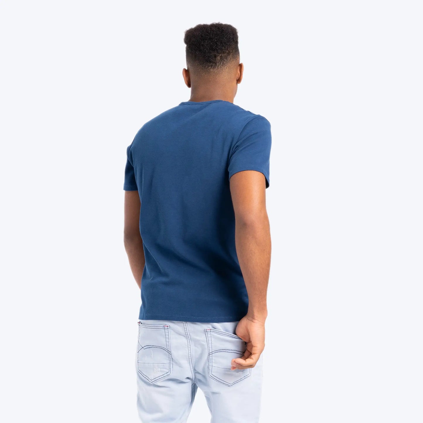 Men's Organic Pima Cotton V-Neck T-Shirt color Natural Blue