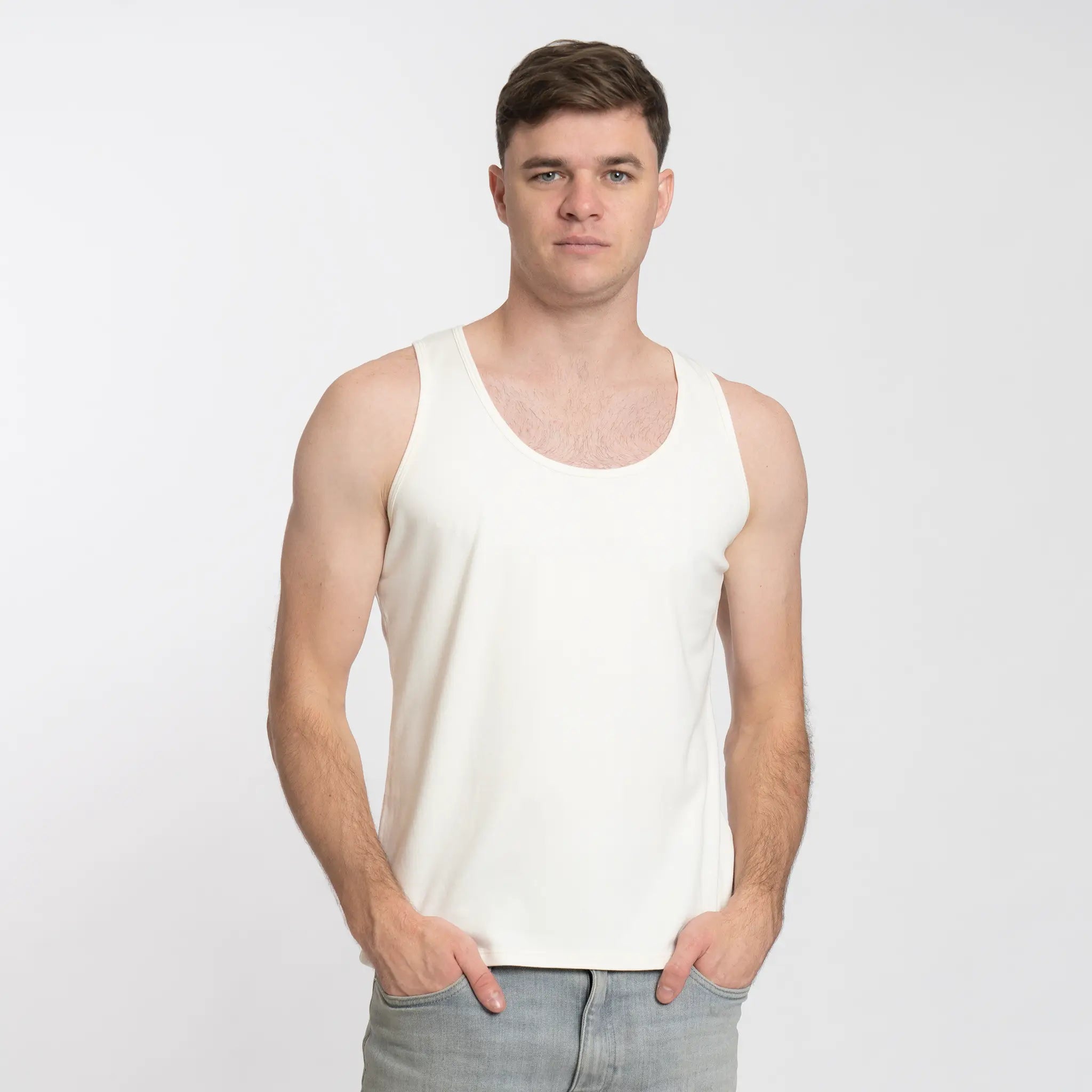 mens all natural tank top color Undyed