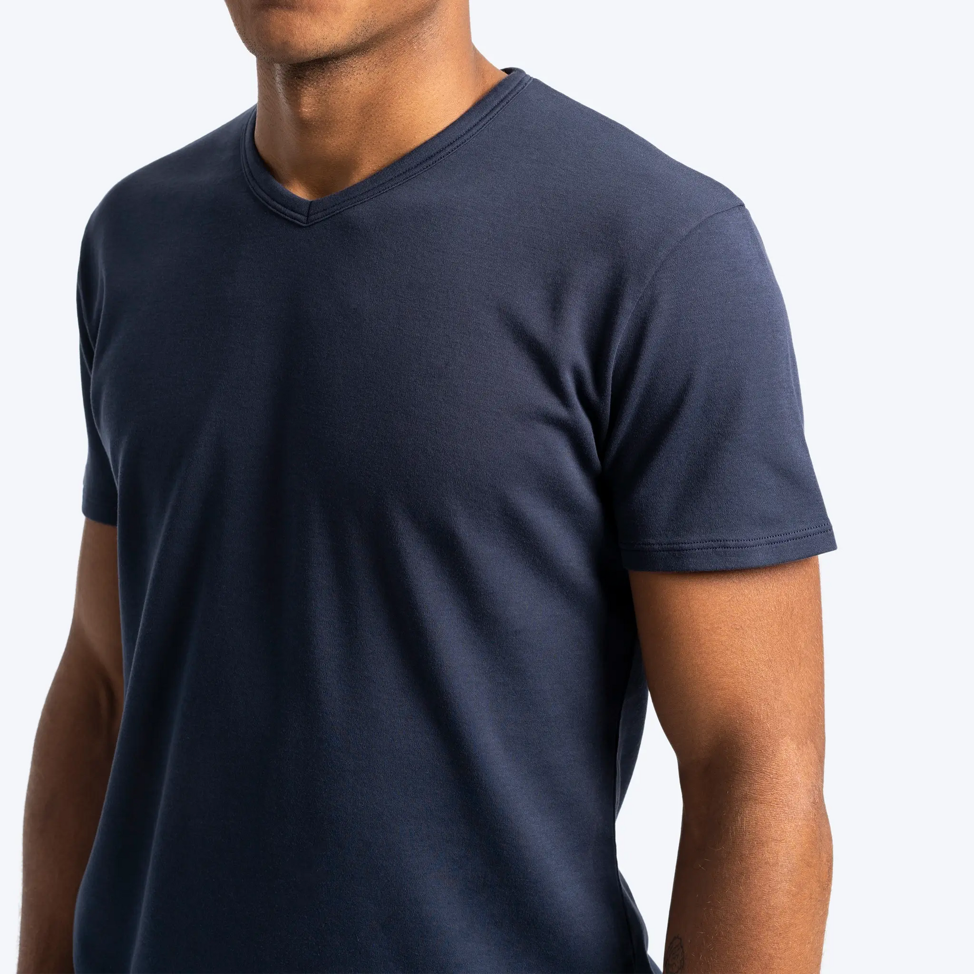 Men's Organic Pima Cotton V-Neck T-Shirt color Navy Blue