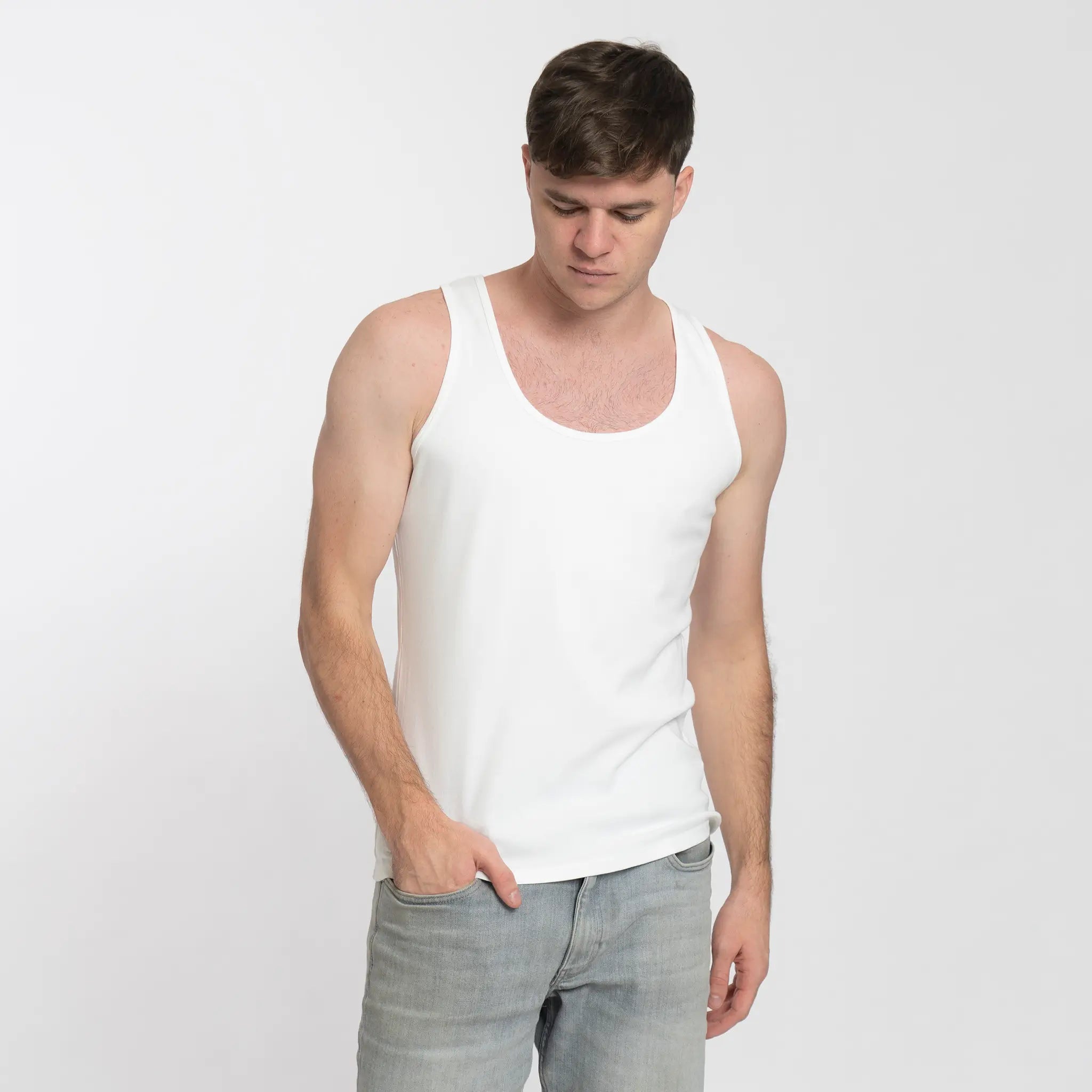 mens biodegradable tank top color white