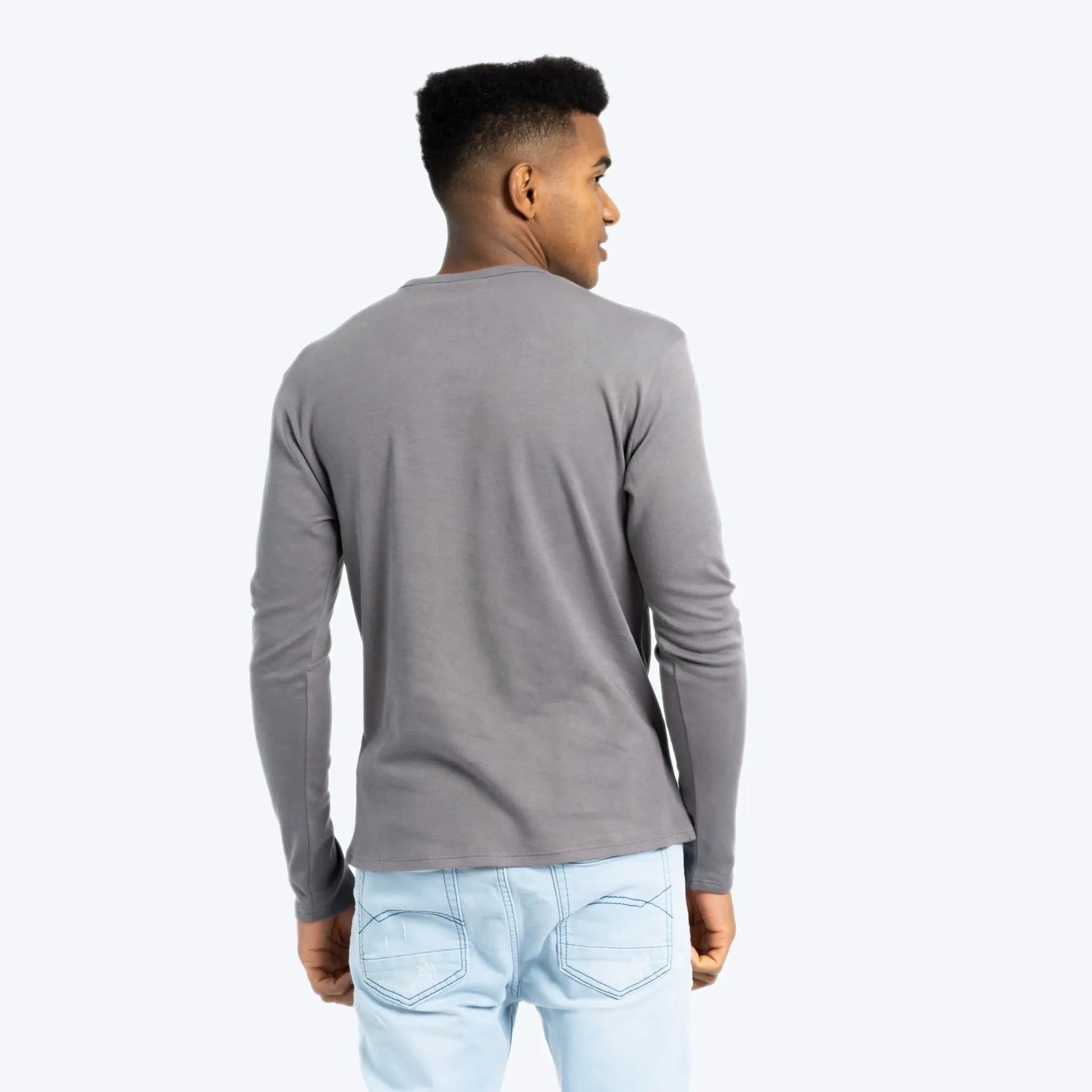 Men's Organic Pima Cotton Long Sleeve Shirt color Natural Gray