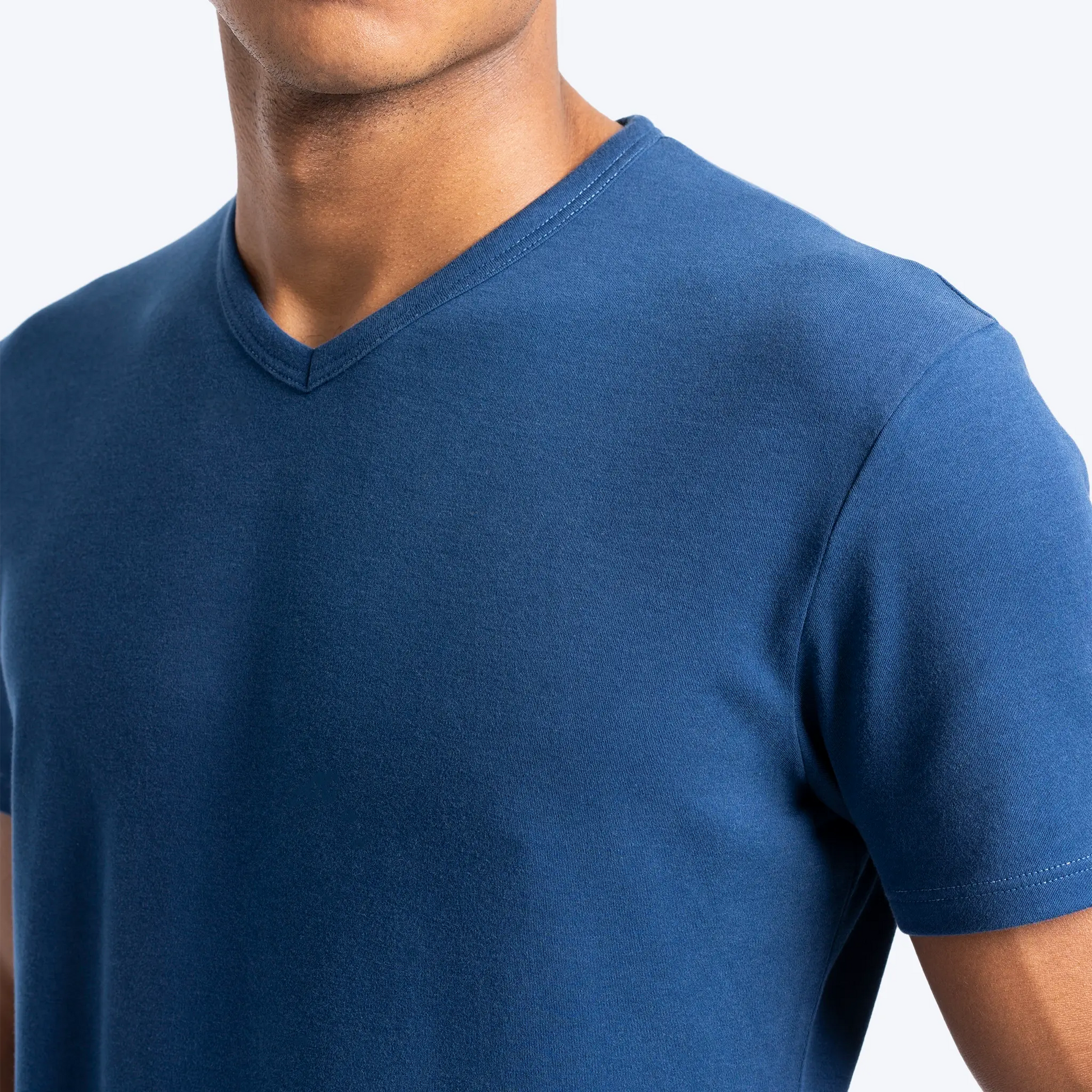 Men's Organic Pima Cotton V-Neck T-Shirt color Natural Blue