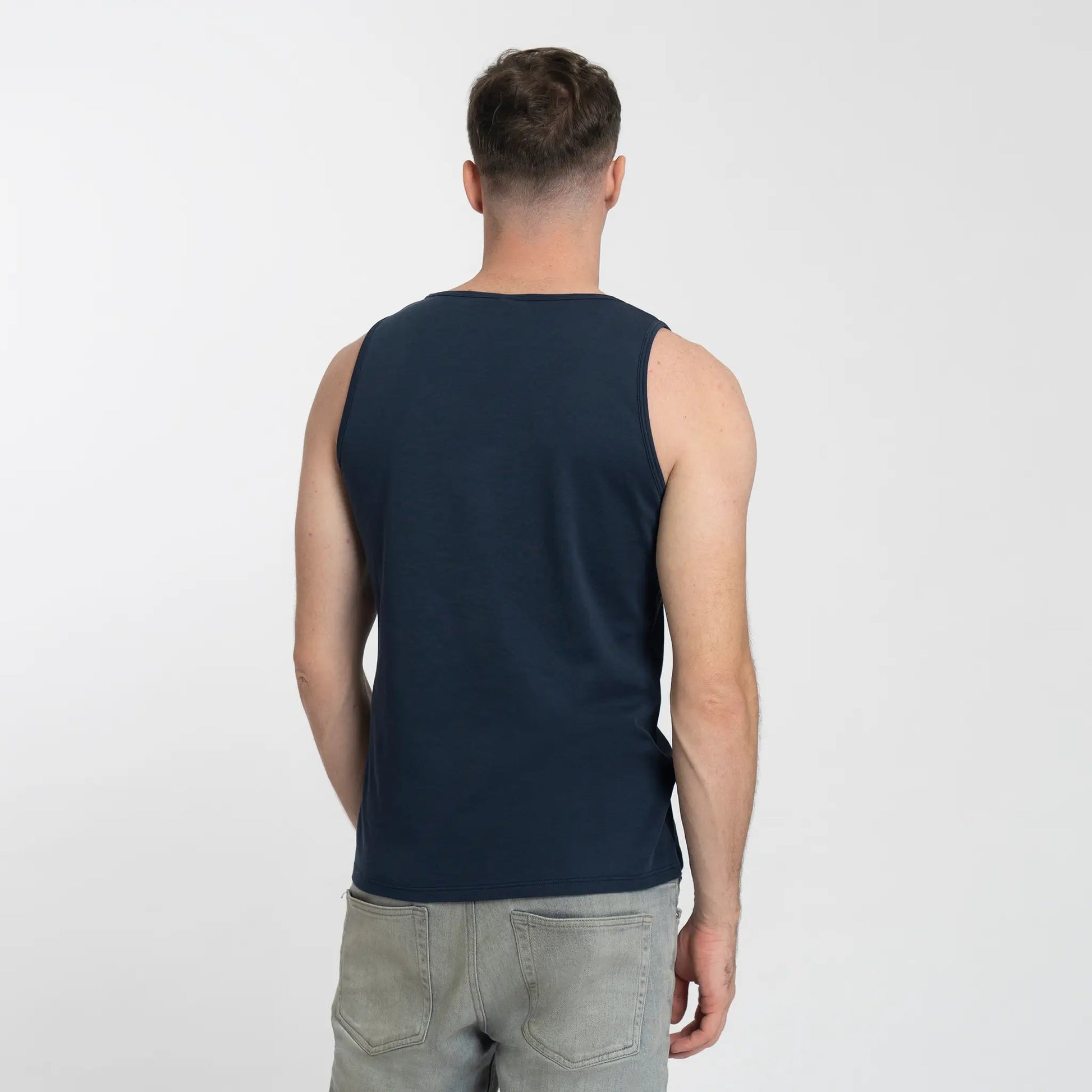 Men's Organic Pima Cotton Tank Top color Navy Blue