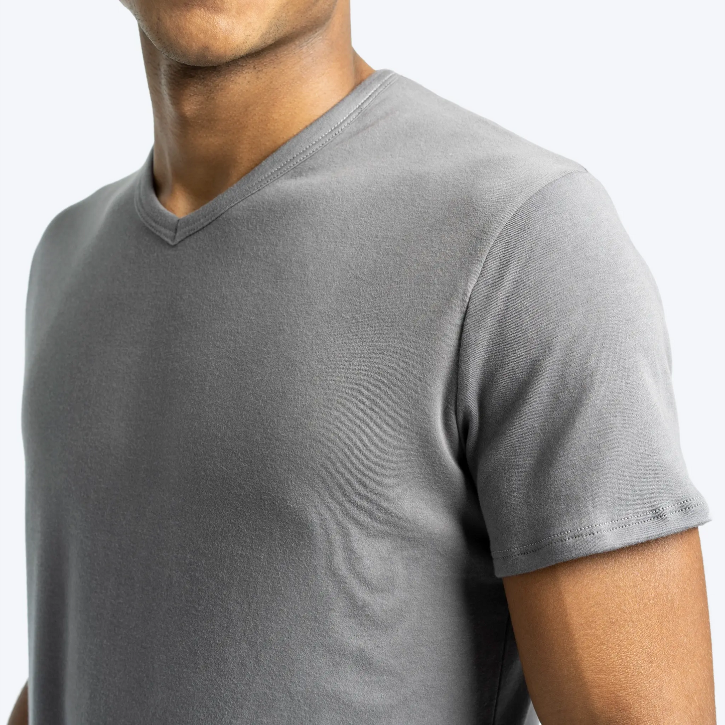 mens comfortable fit tshirt vneck color natural gray