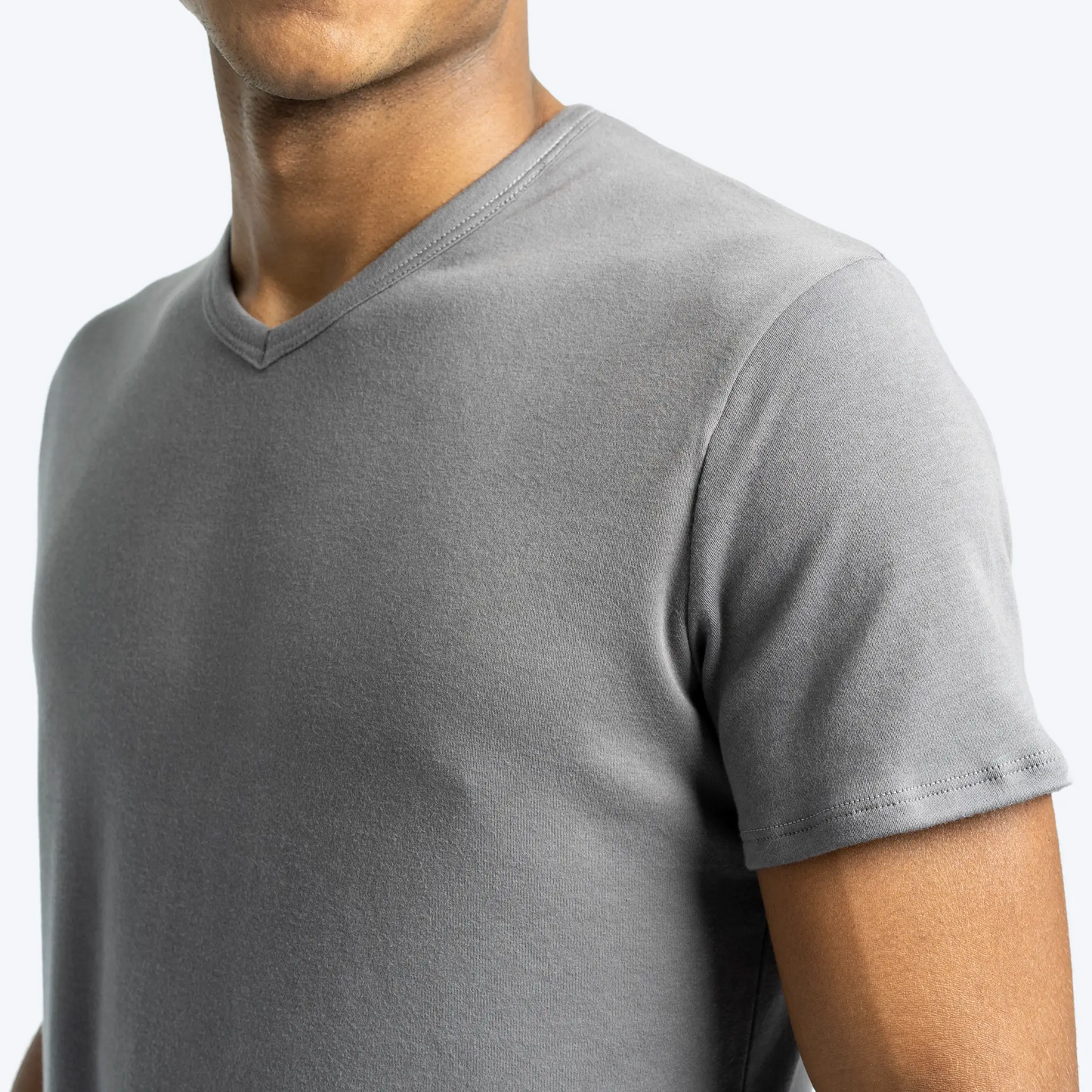 Men's Organic Pima Cotton V-Neck T-Shirt color Natural Gray