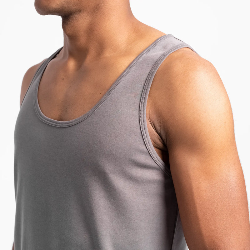 mens comfortable tank top color natural gray