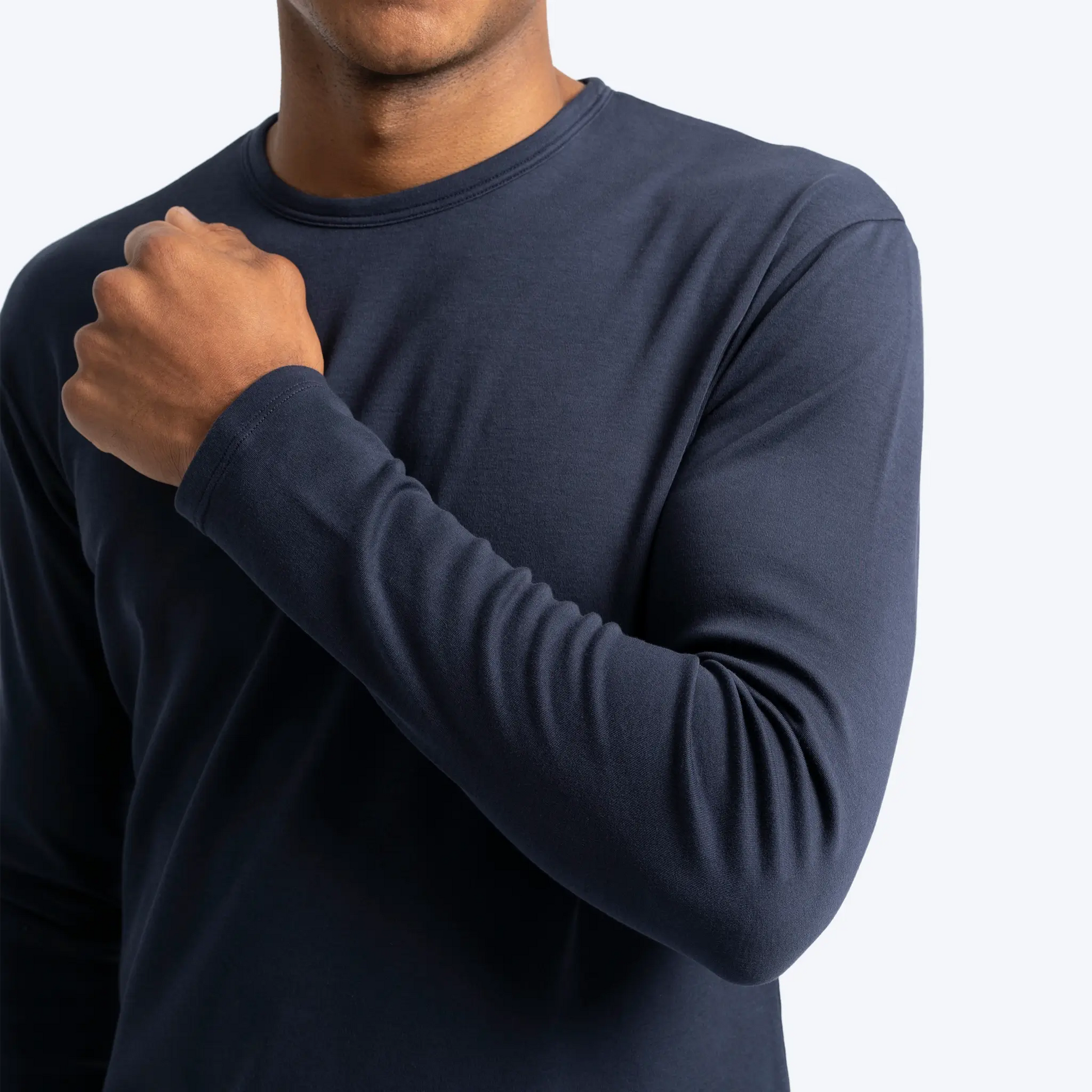 Men's Organic Pima Cotton Long Sleeve Shirt color Navy Blue