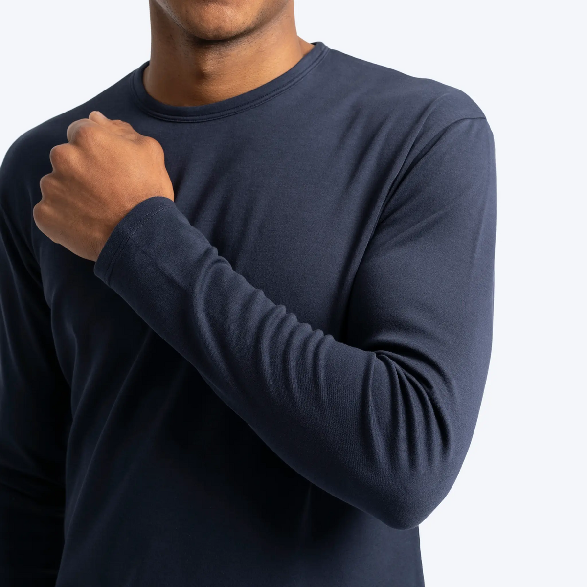 mens comfortable tshirt long sleeve color navy blue