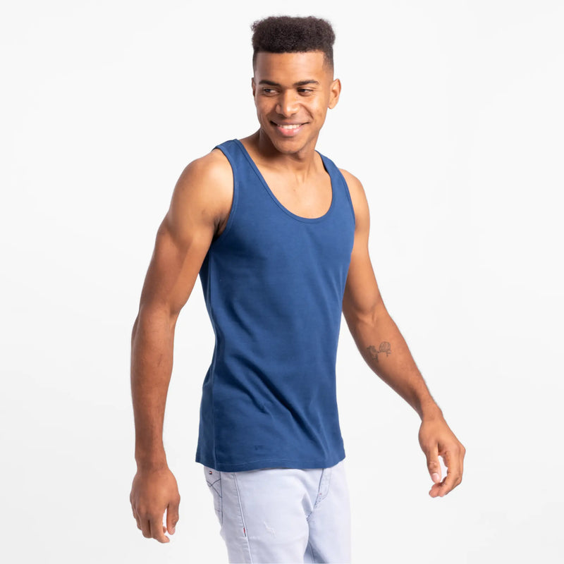 mens eco friendly tank top color natural blue