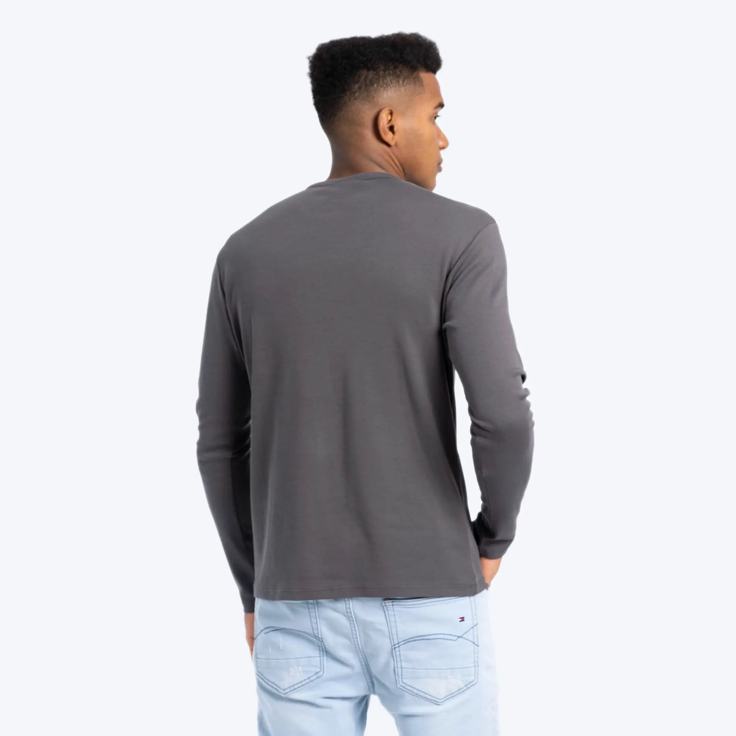 Men's Organic Pima Cotton Long Sleeve Shirt color Gray