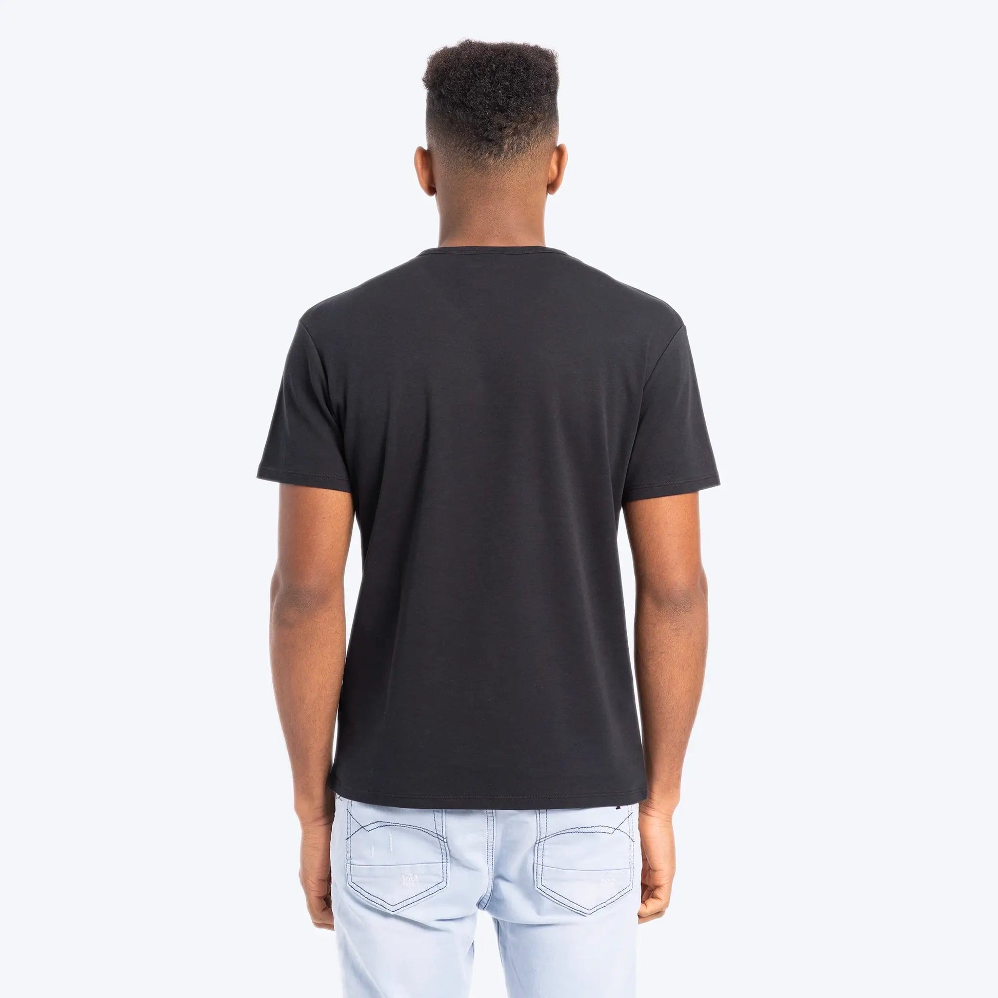 Men's Organic Pima Cotton V-Neck T-Shirt color Black