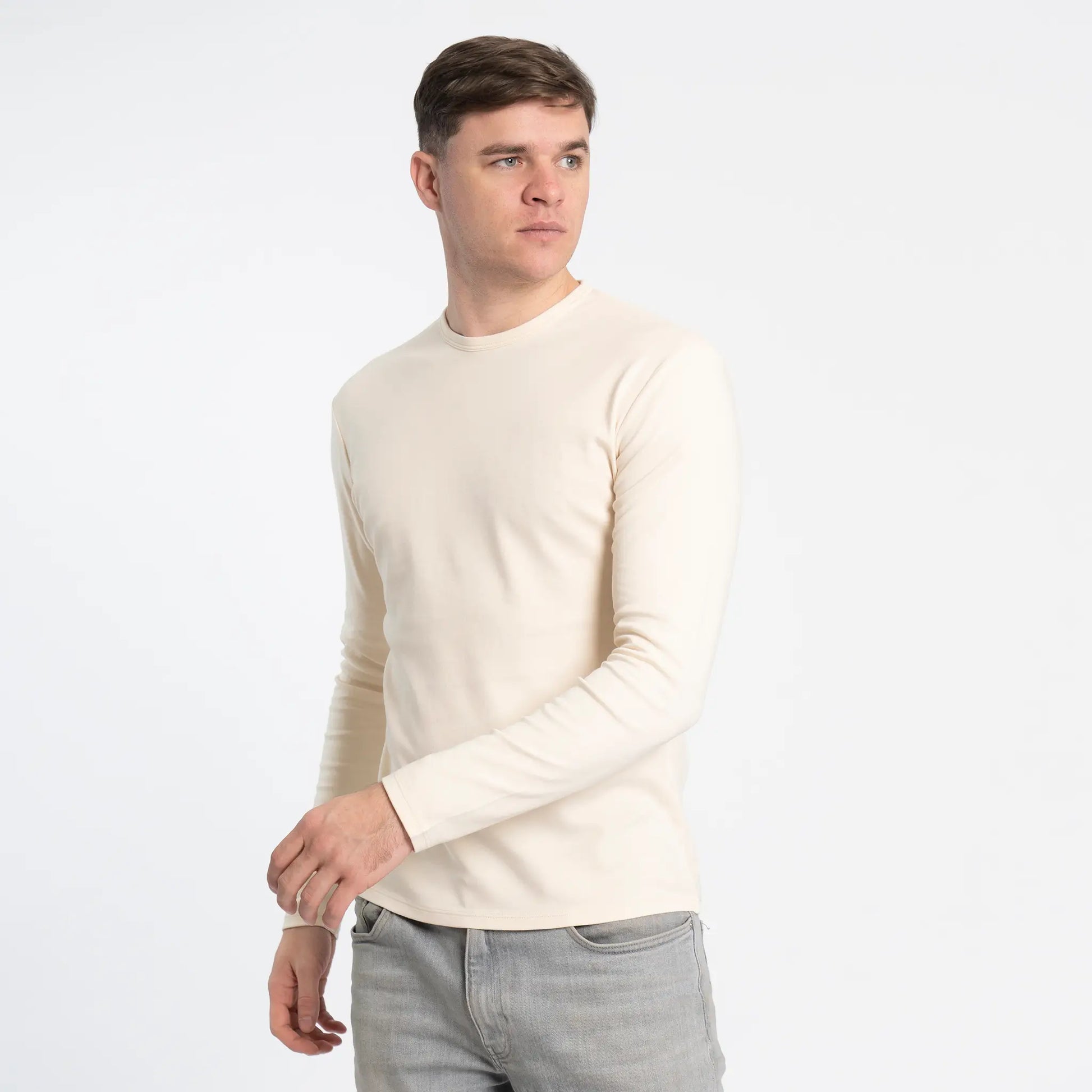 Men's Organic Pima Cotton Long Sleeve Shirt color Undyed