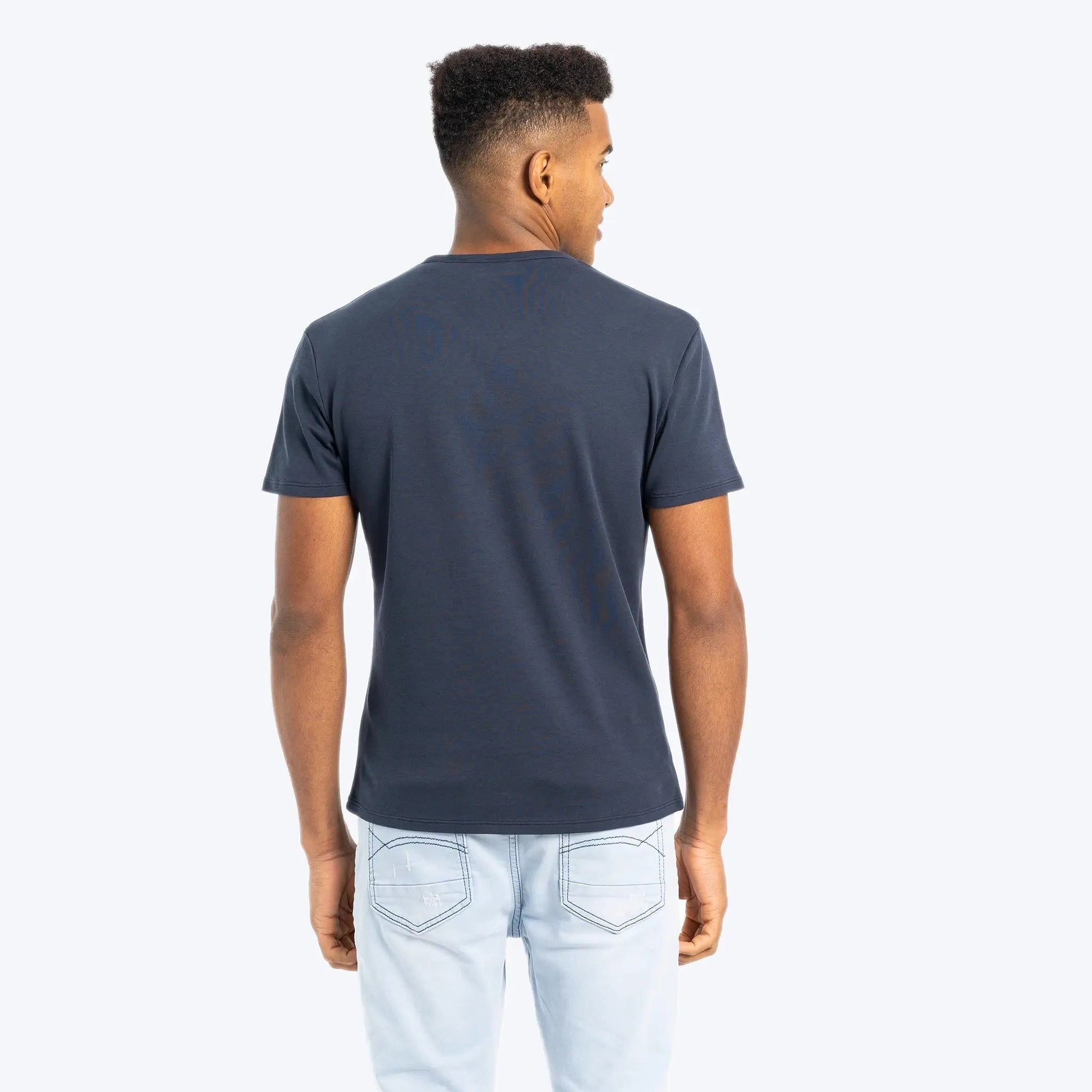 Men's Organic Pima Cotton V-Neck T-Shirt color Navy Blue