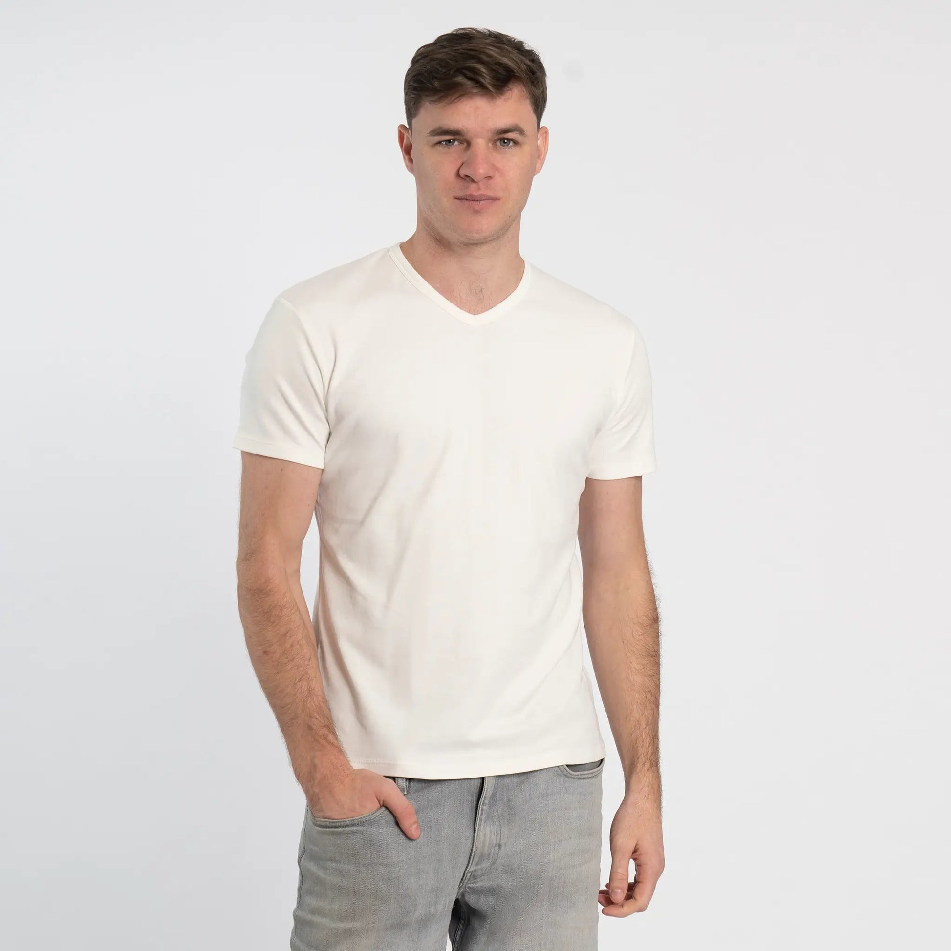 Men's Organic Pima Cotton V-Neck T-Shirt color White