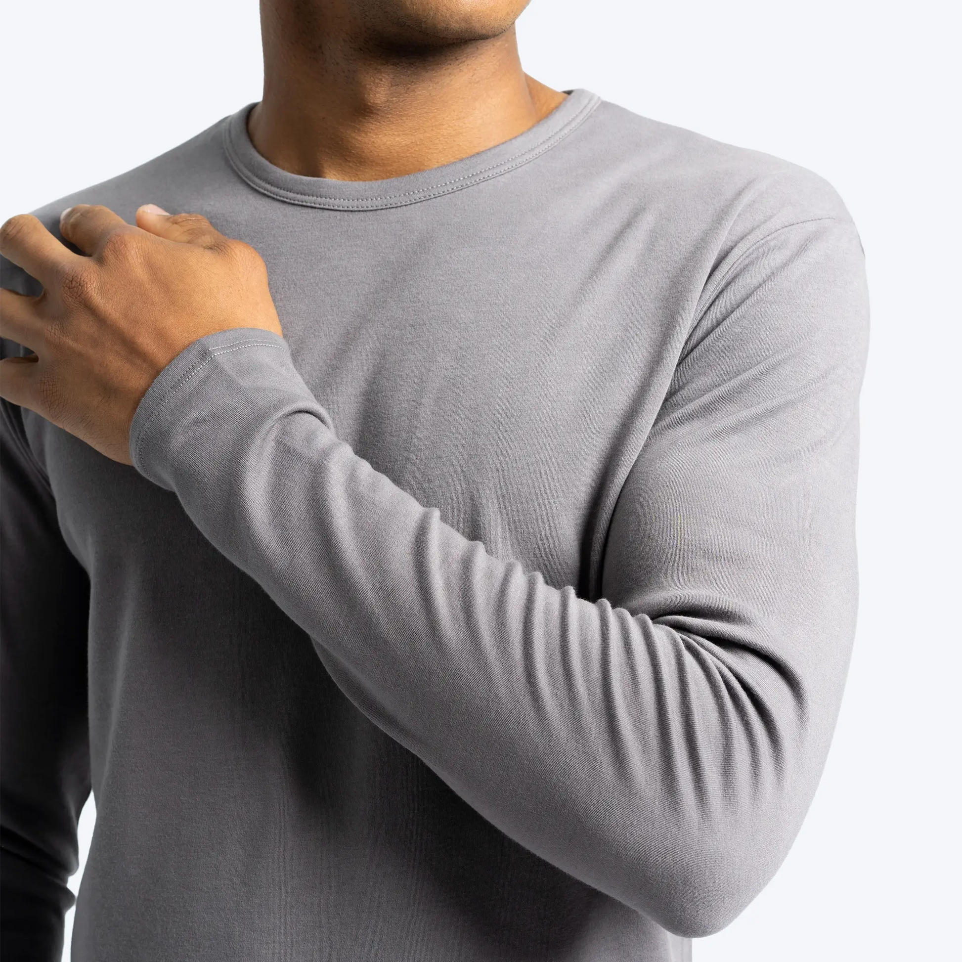 mens hypoallergenic tshirt long sleeve color natural gray