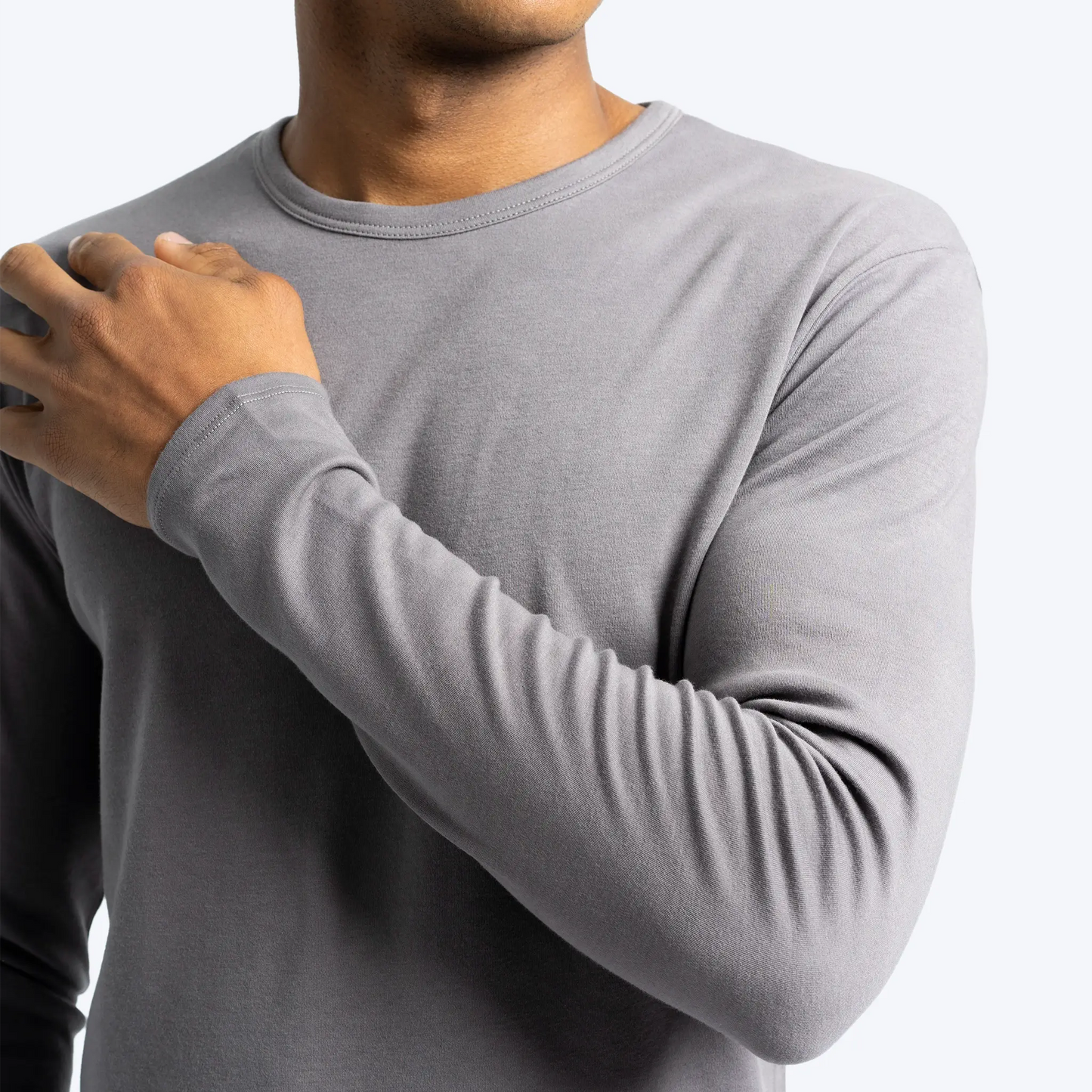Men's Organic Pima Cotton Long Sleeve Shirt color Natural Gray