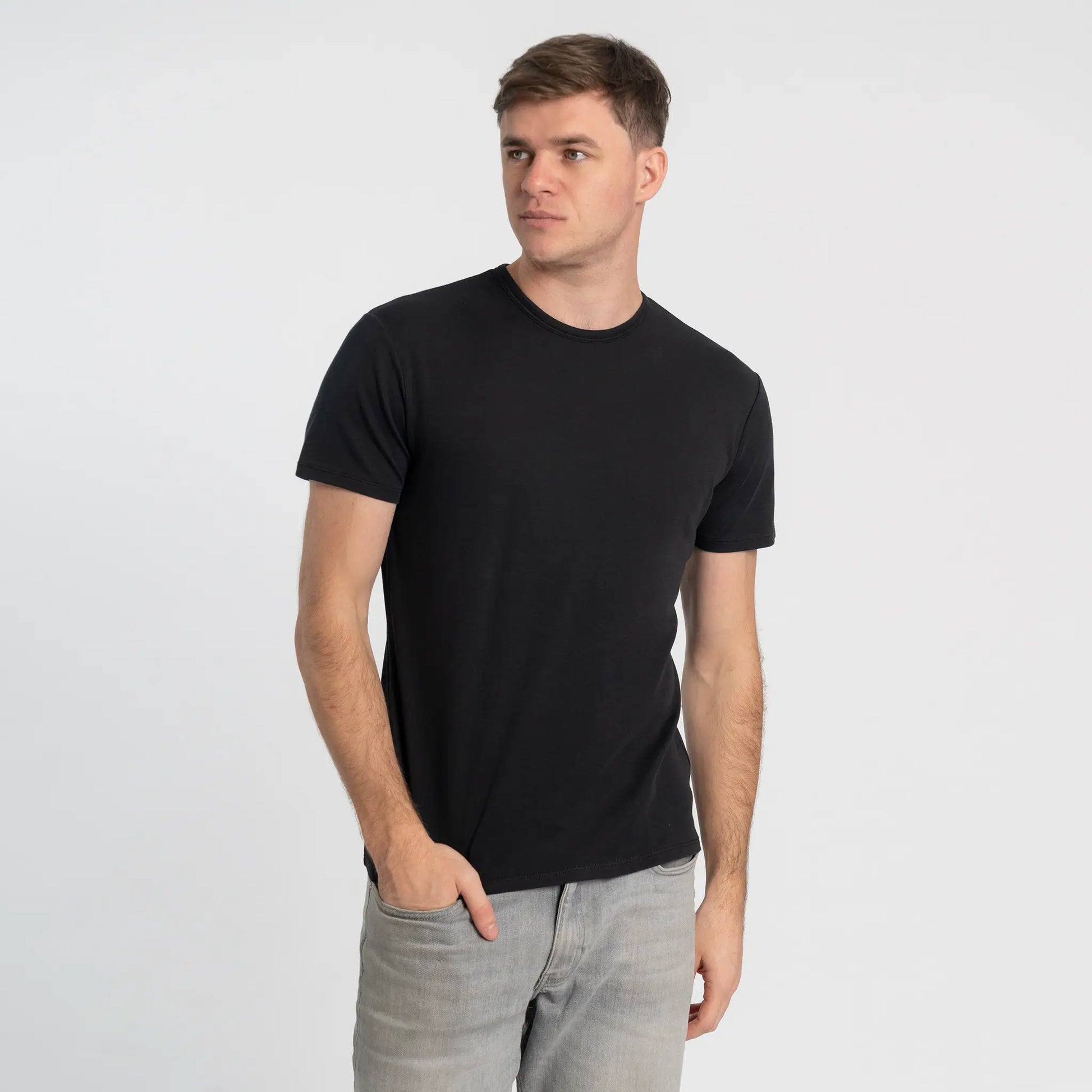 mens indoor tshirt crew neck color black
