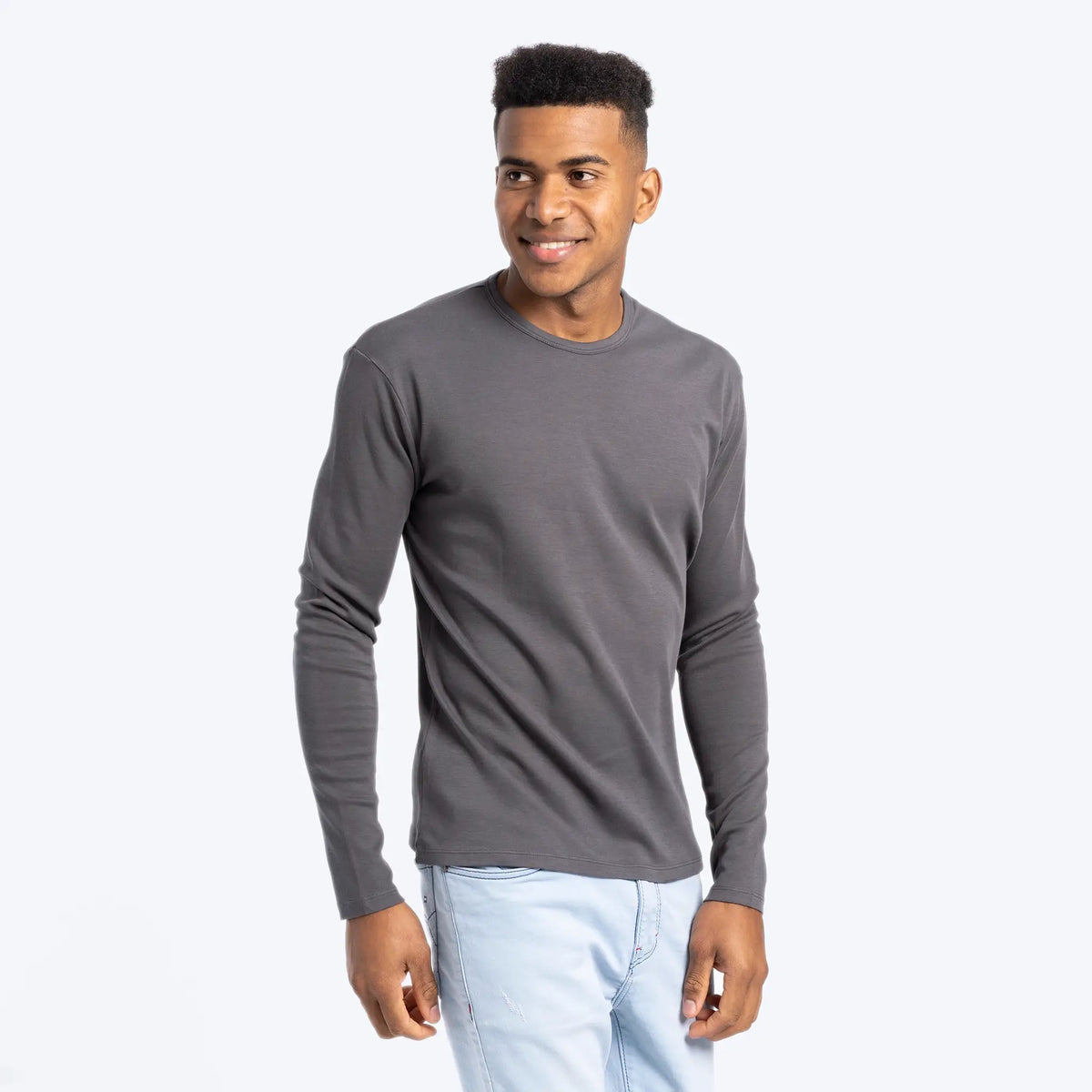 mens low impact dye tshirt long sleeve color gray
