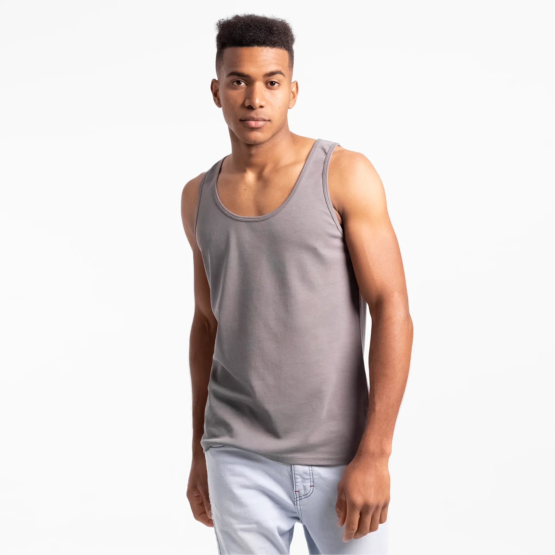 Men's Organic Pima Cotton Tank Top color Natural Gray