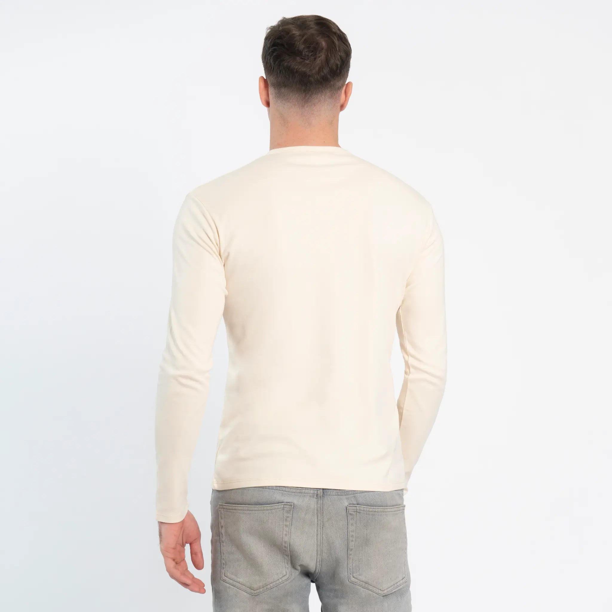natural mens pima cotton tshirt long sleeve color Undyed