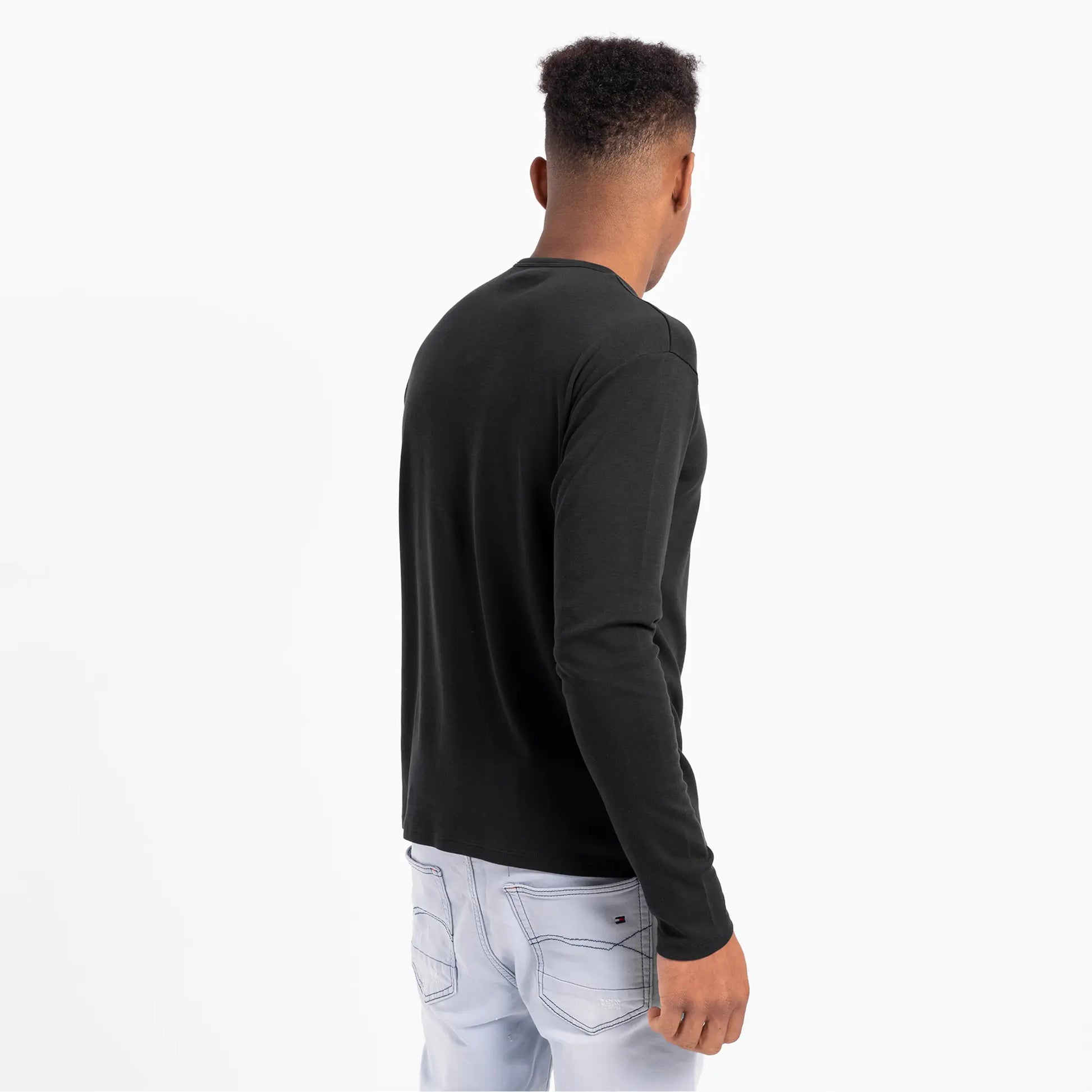 Black cotton 2024 long sleeve shirt
