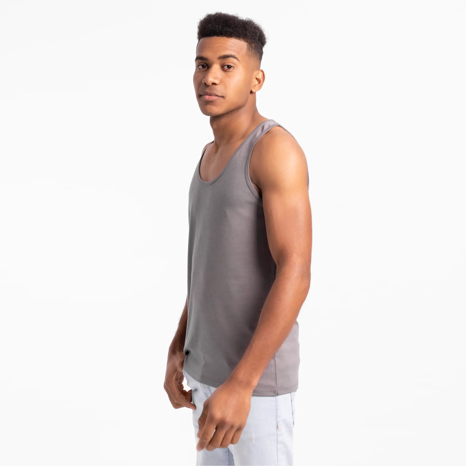 Men's Organic Pima Cotton Tank Top color Natural Gray