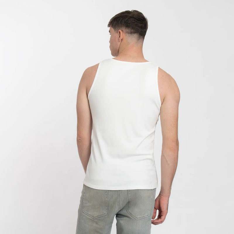 mens plastic free tank top color white