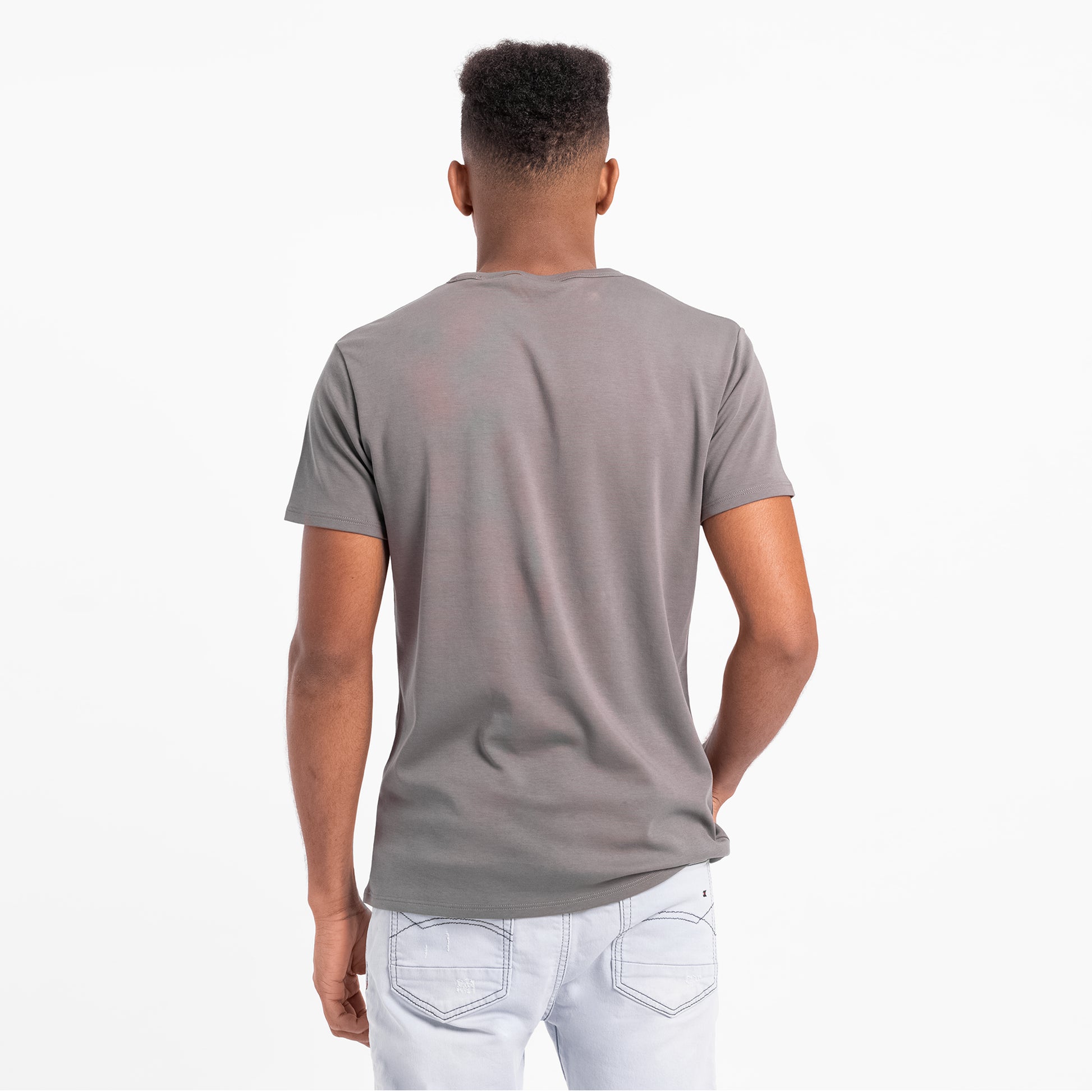 mens plastic free tshirt crew neck color natural gray