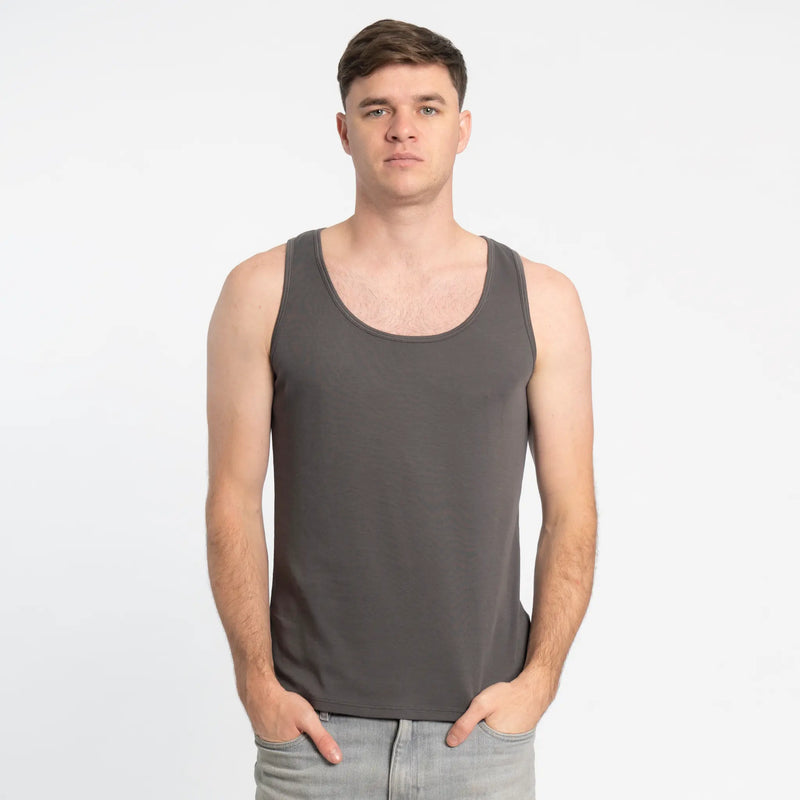 mens silky soft tank top color gray