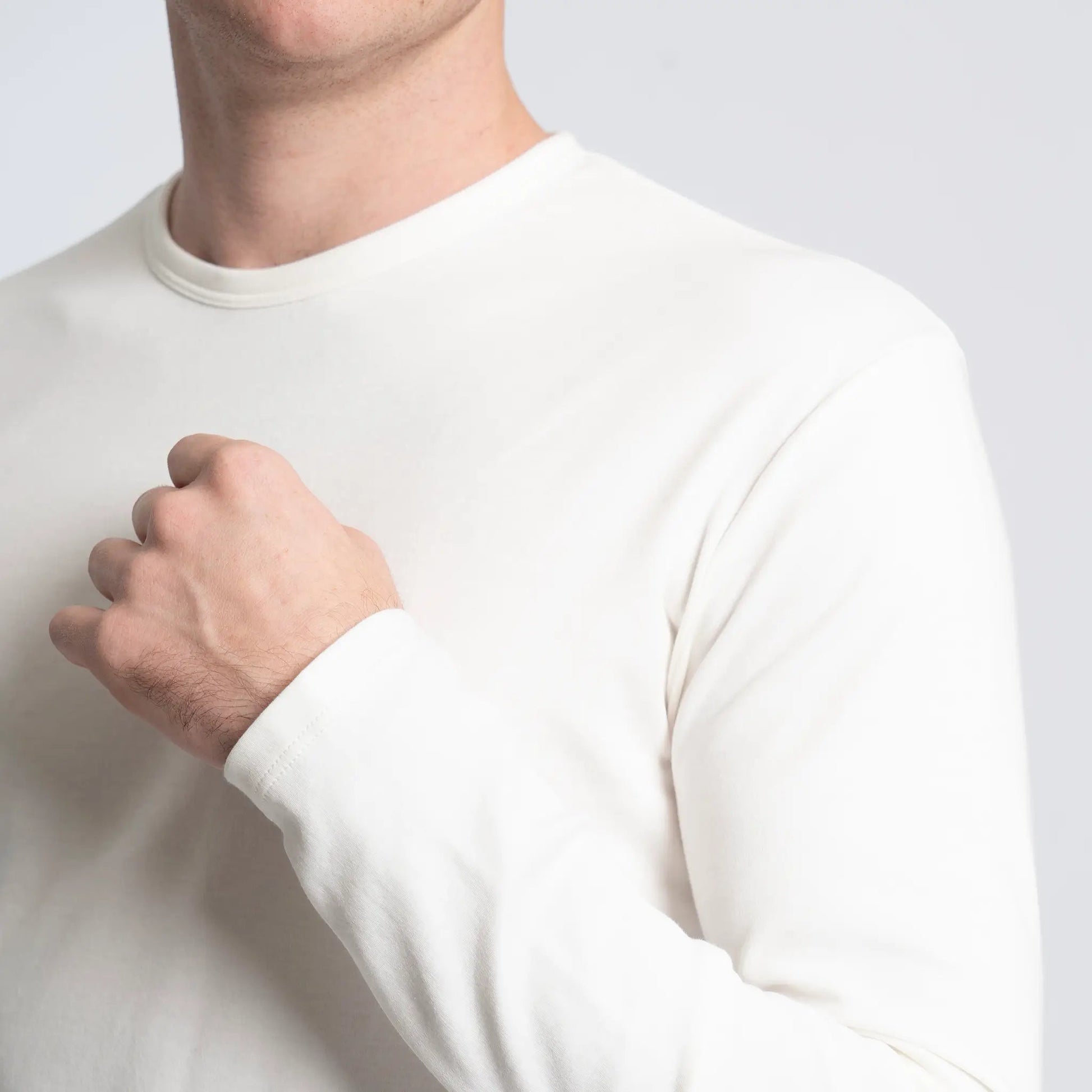Men's Organic Pima Cotton Long Sleeve Shirt color white