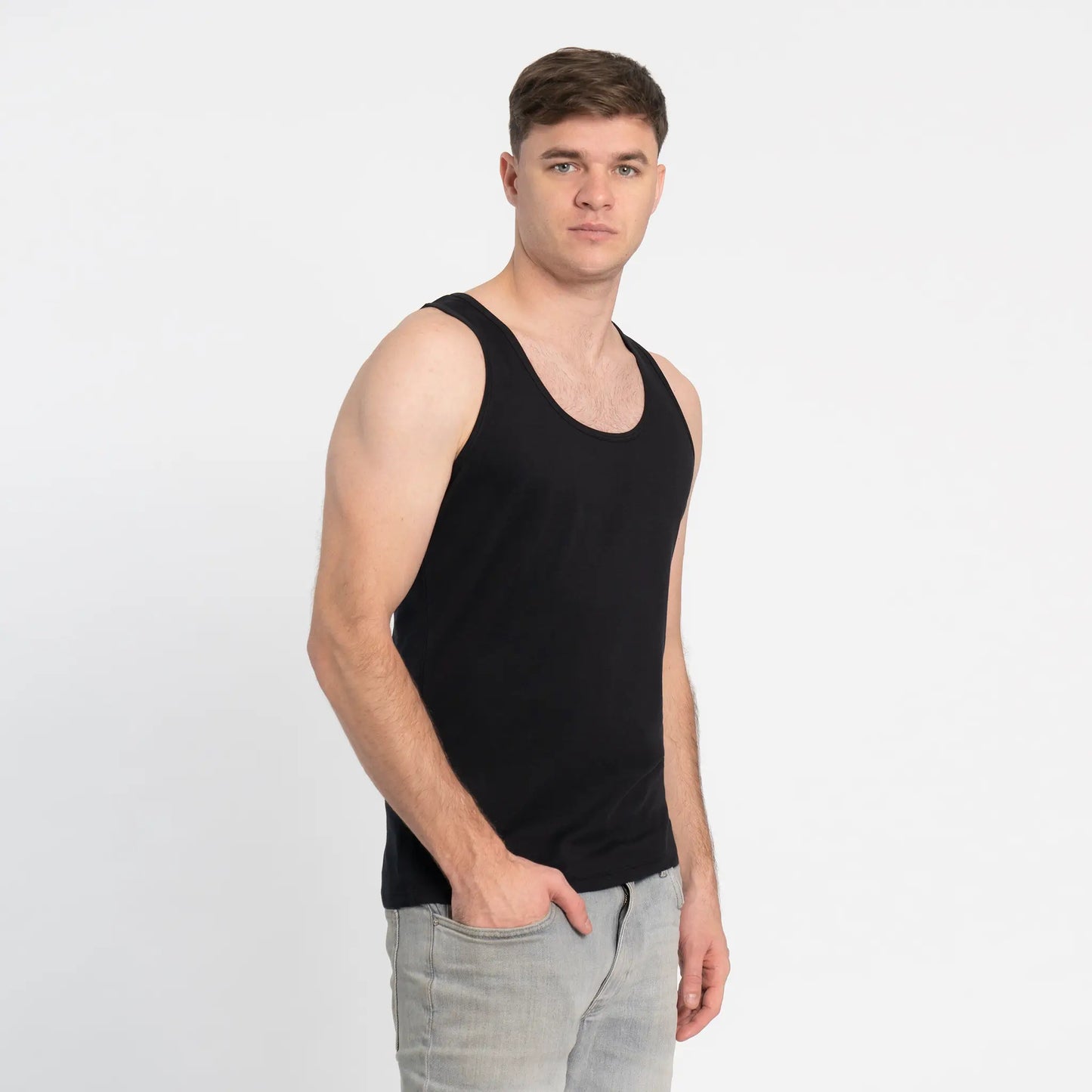 Men's Organic Pima Cotton Tank Top color Black