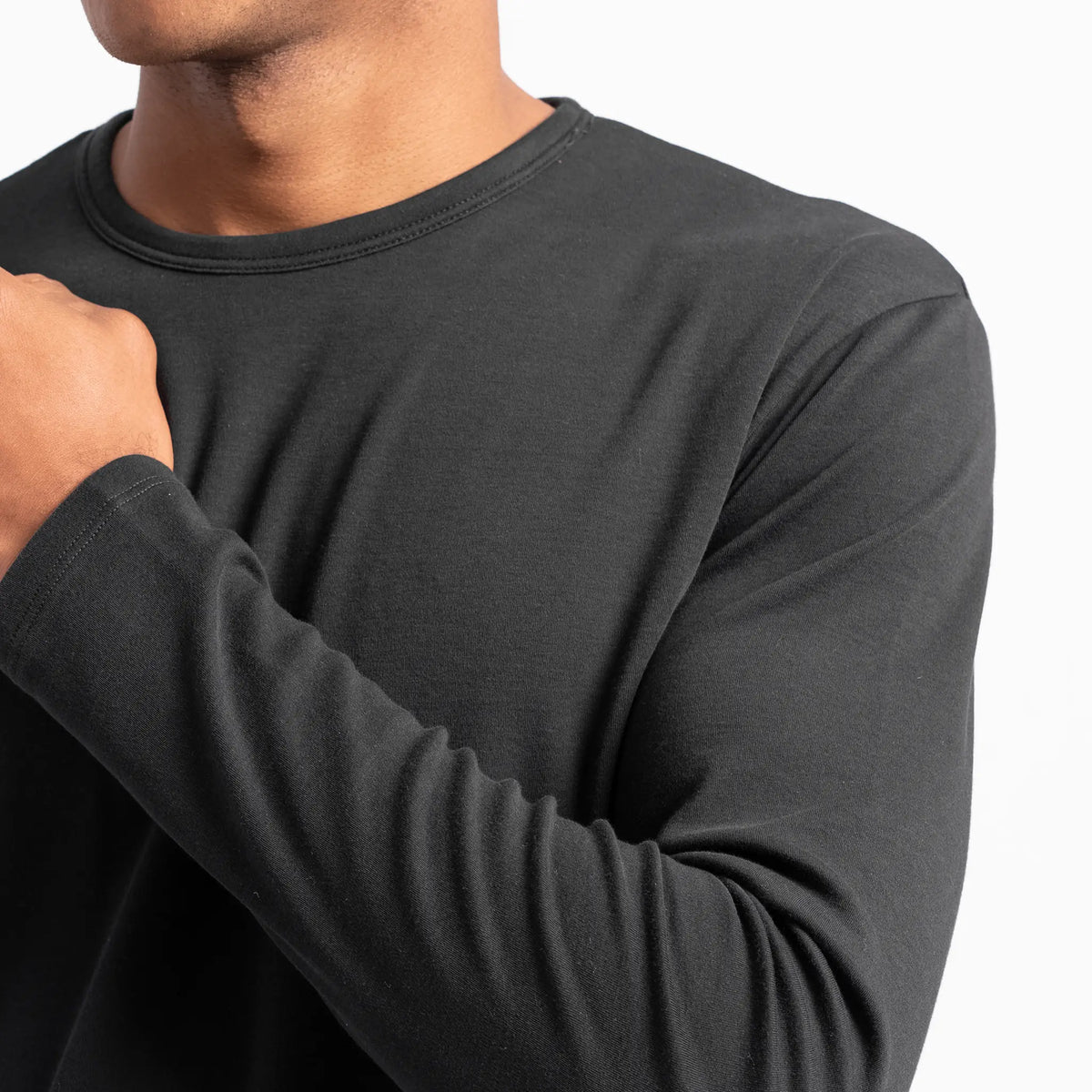 mens sustainable clothing tshirt long sleeve color black