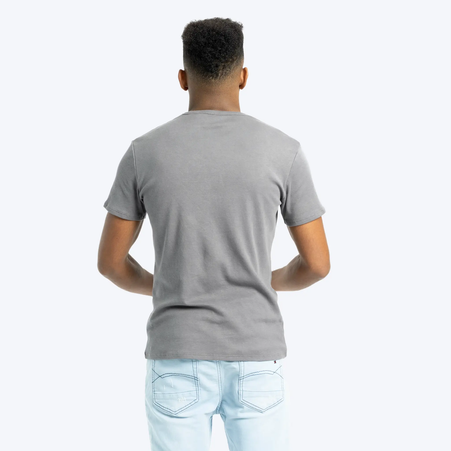 Men's Organic Pima Cotton V-Neck T-Shirt color Natural Gray