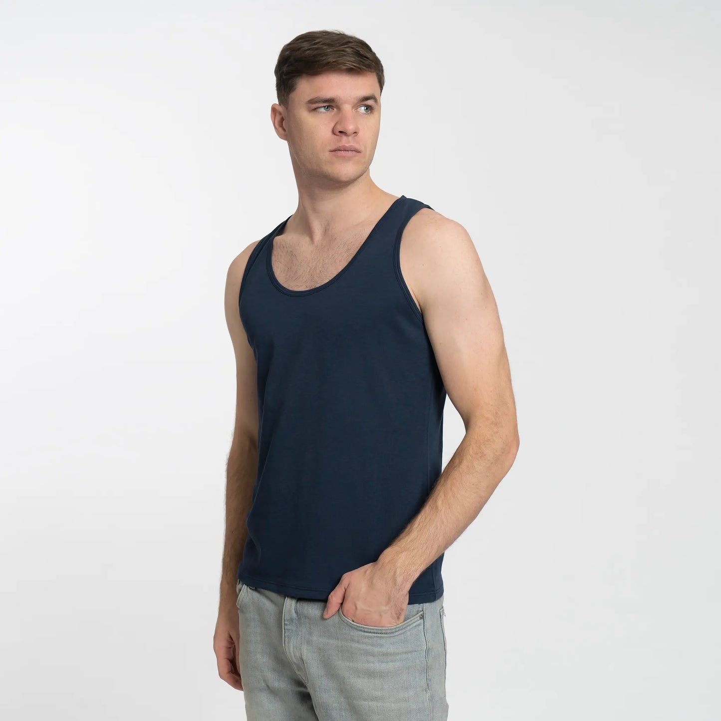 Men's Organic Pima Cotton Tank Top color Navy Blue