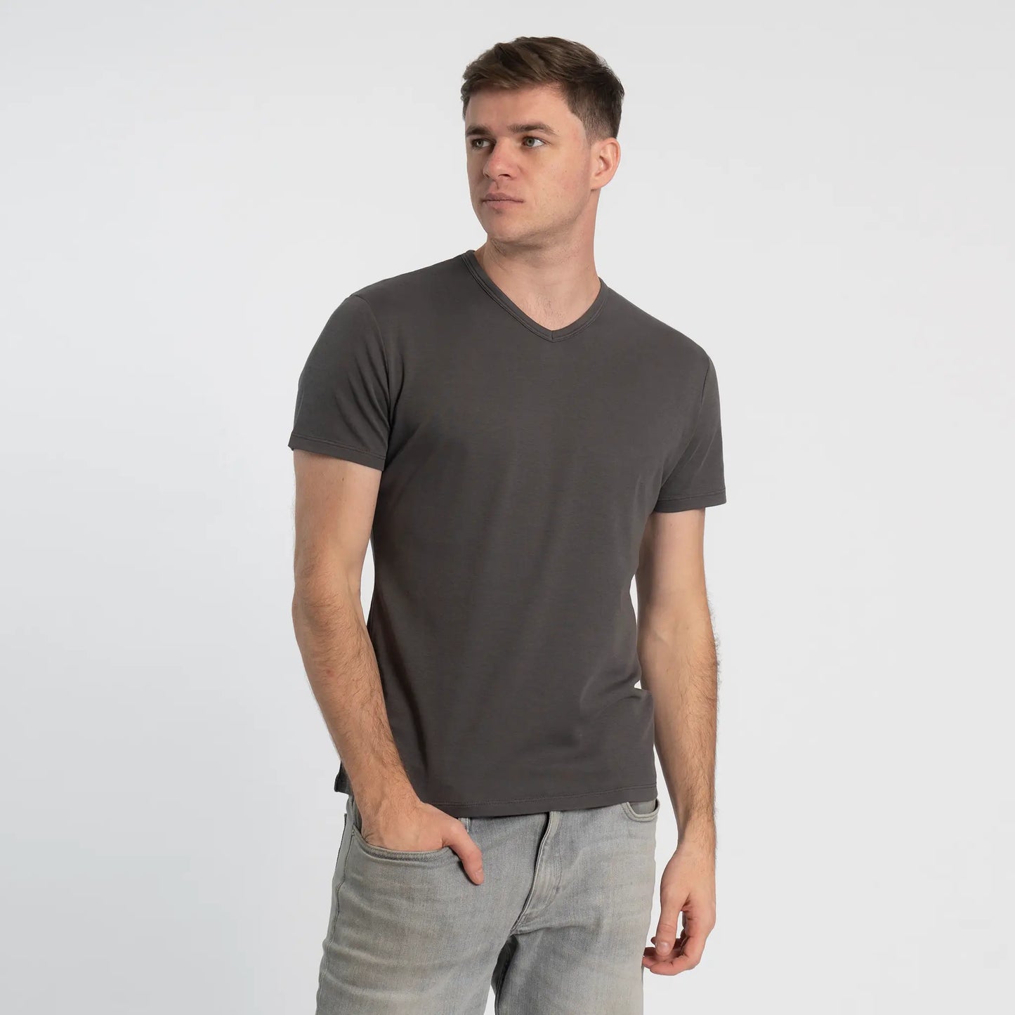 Men's Organic Pima Cotton V-Neck T-Shirt color Gray