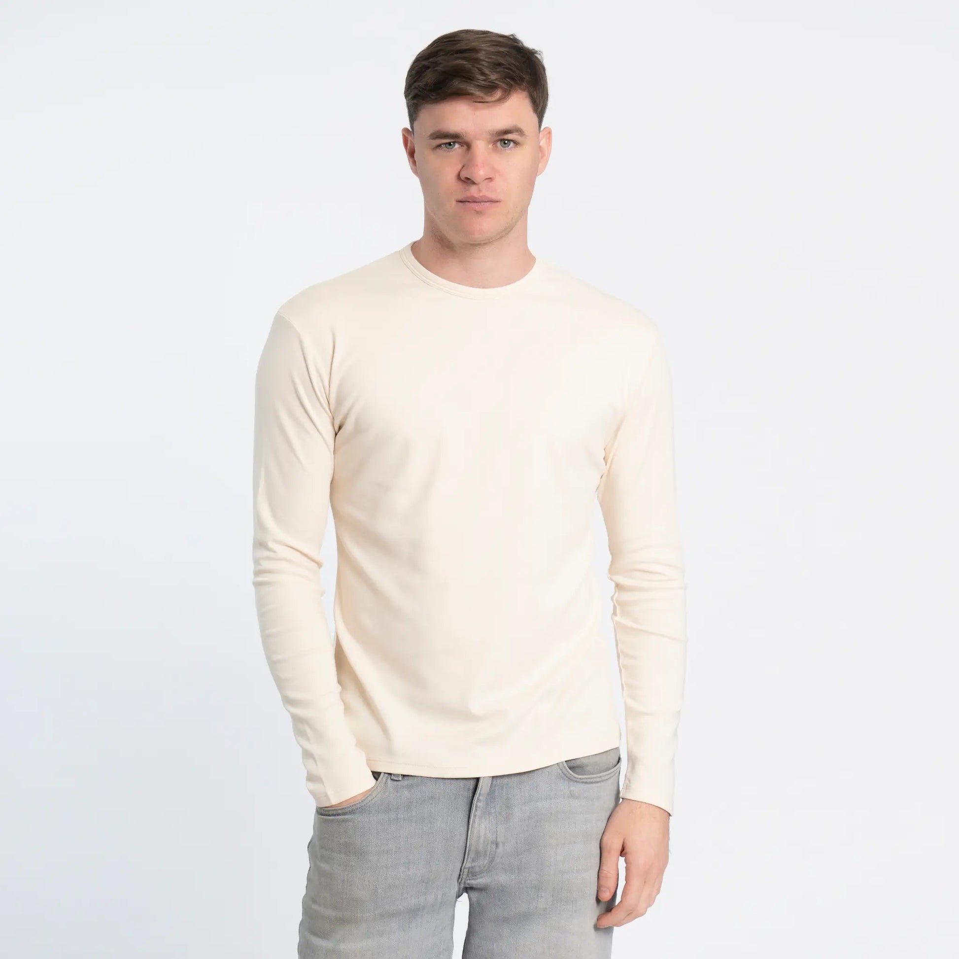 Men's Organic Pima Cotton Long Sleeve Shirt color Undyed