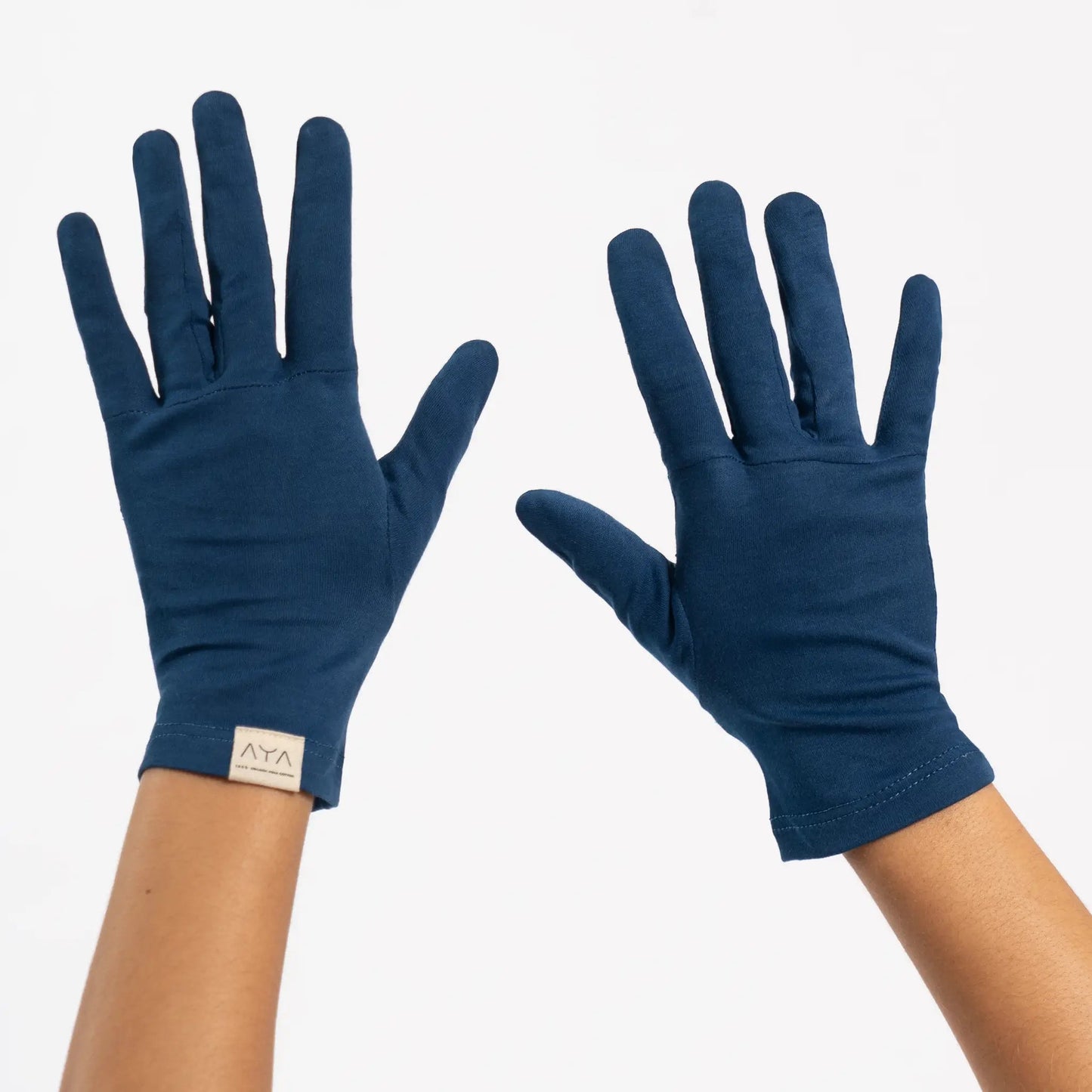Unisex's Organic Pima Cotton Gloves color Natural Blue
