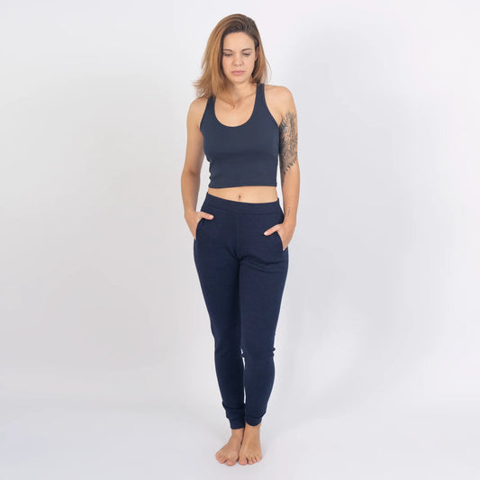 womens alpaca wool sweatpants color navy blue