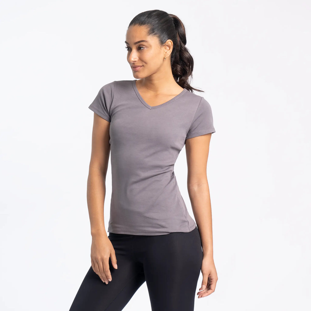 womens all natural tshirt vneck color natural gray