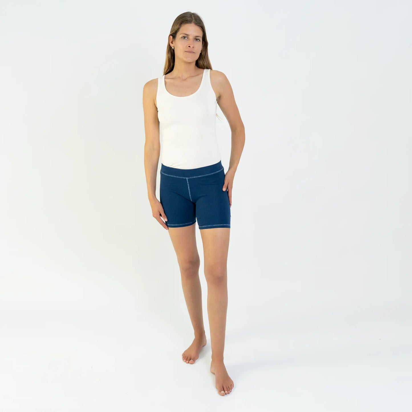 womens all occasions biker shorts color natural blue