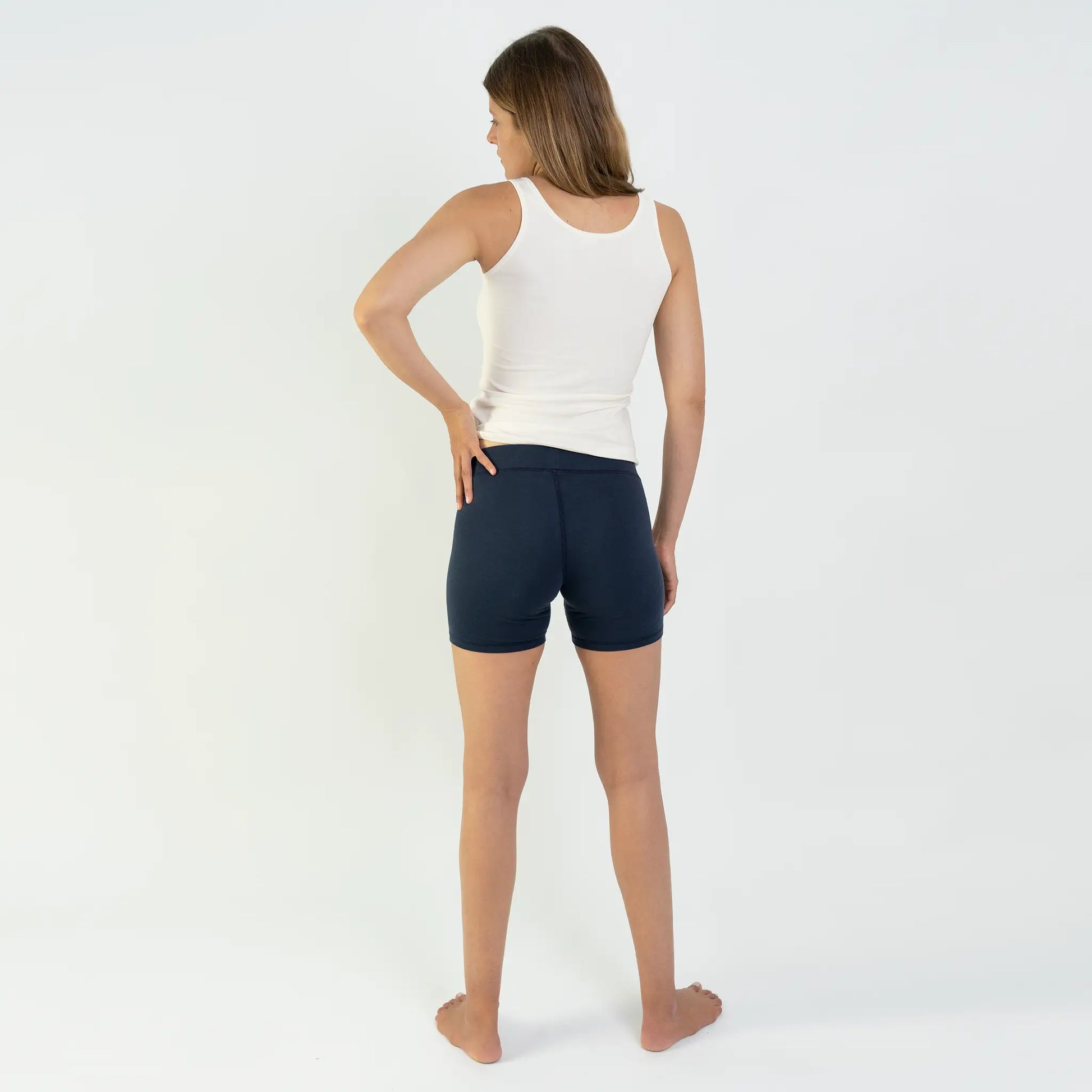 Women's Organic Pima Cotton Biker Shorts color Navy Blue