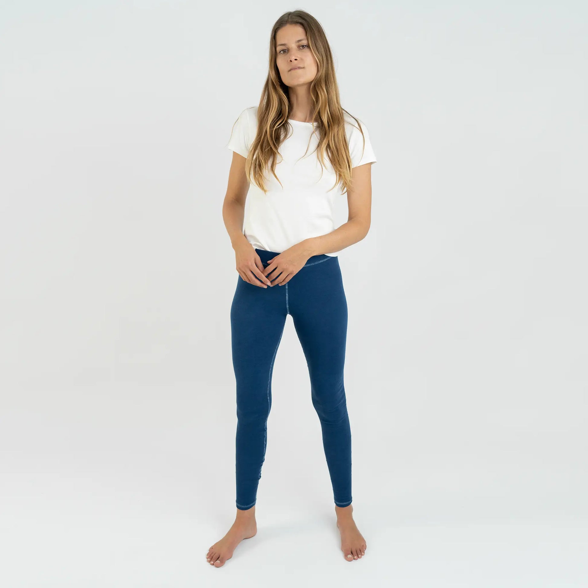 Women's Organic Pima Cotton Leggings color Natural Blue