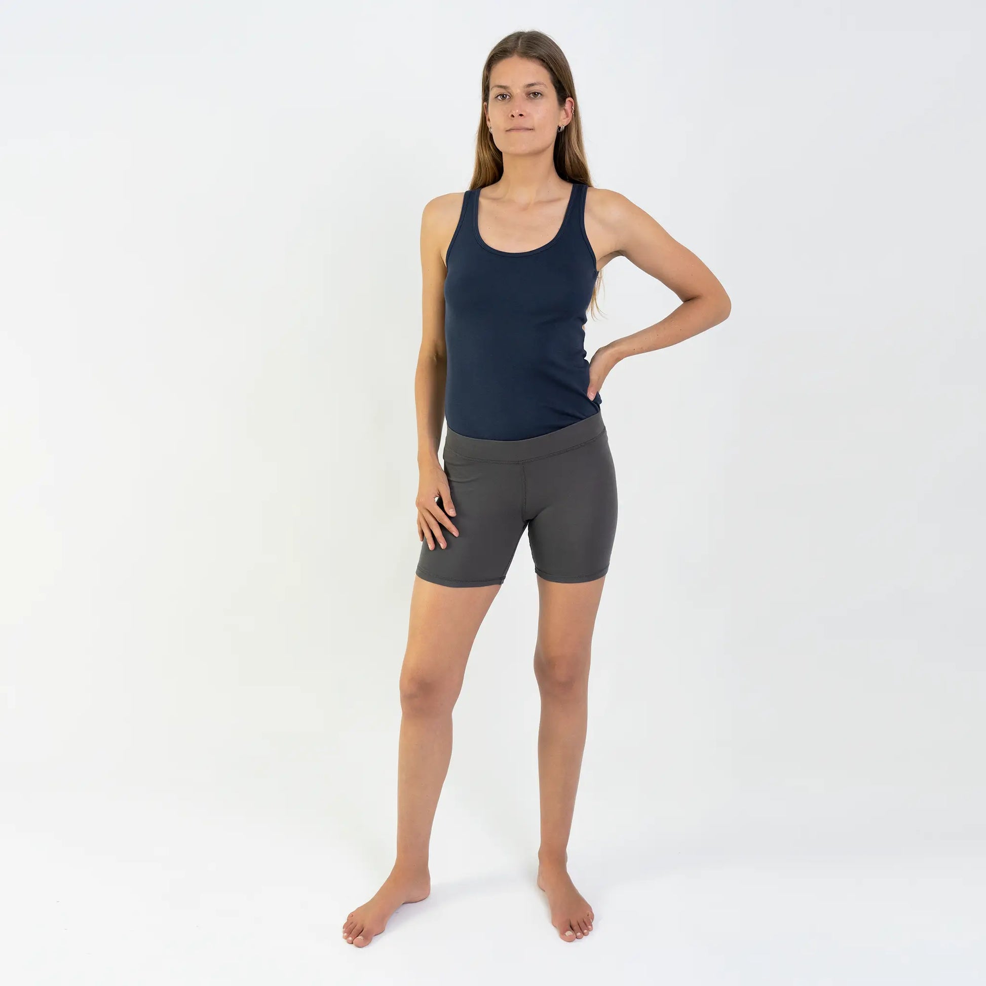 Women's Organic Pima Cotton Biker Shorts color Gray