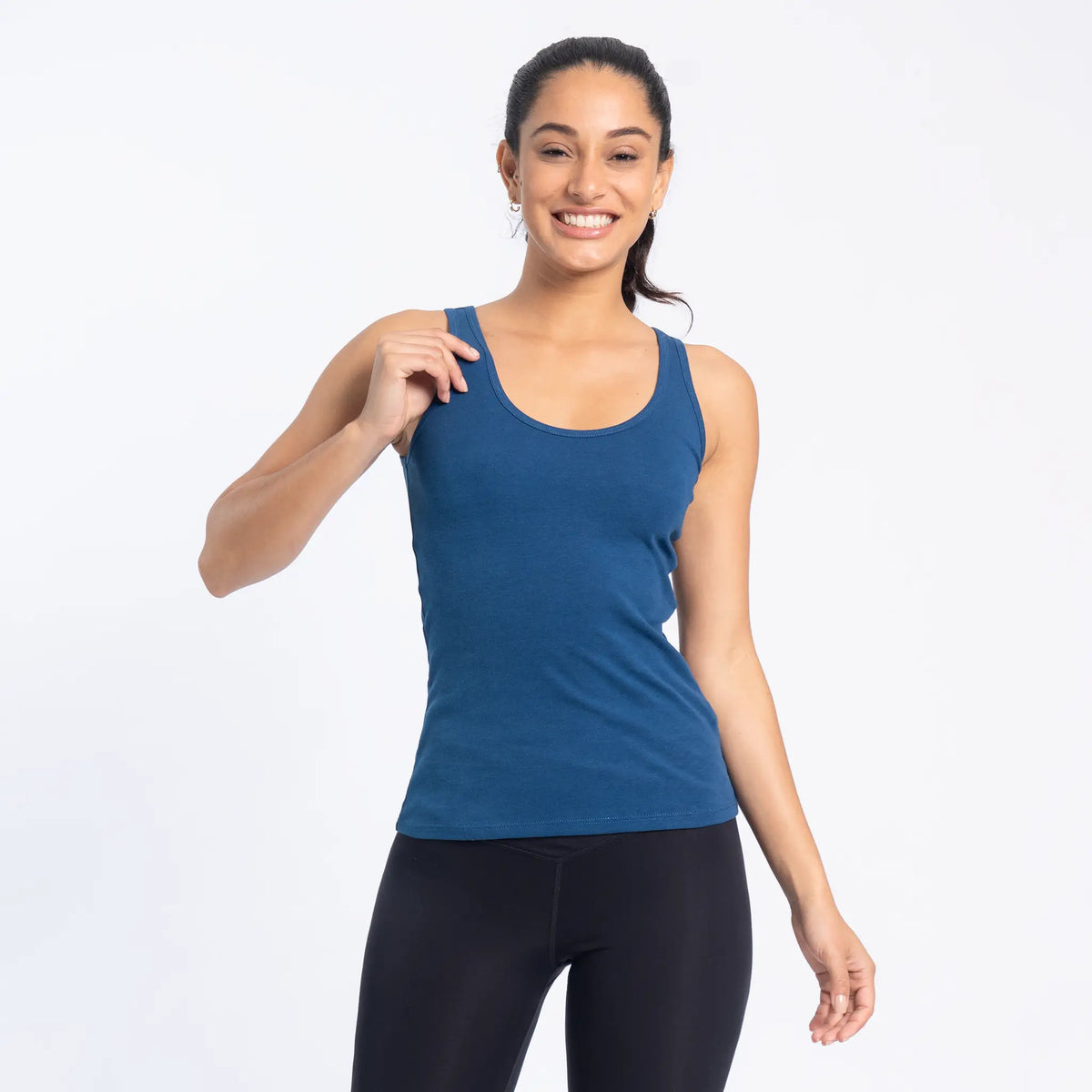 womens comfortable fit tank top color natural blue