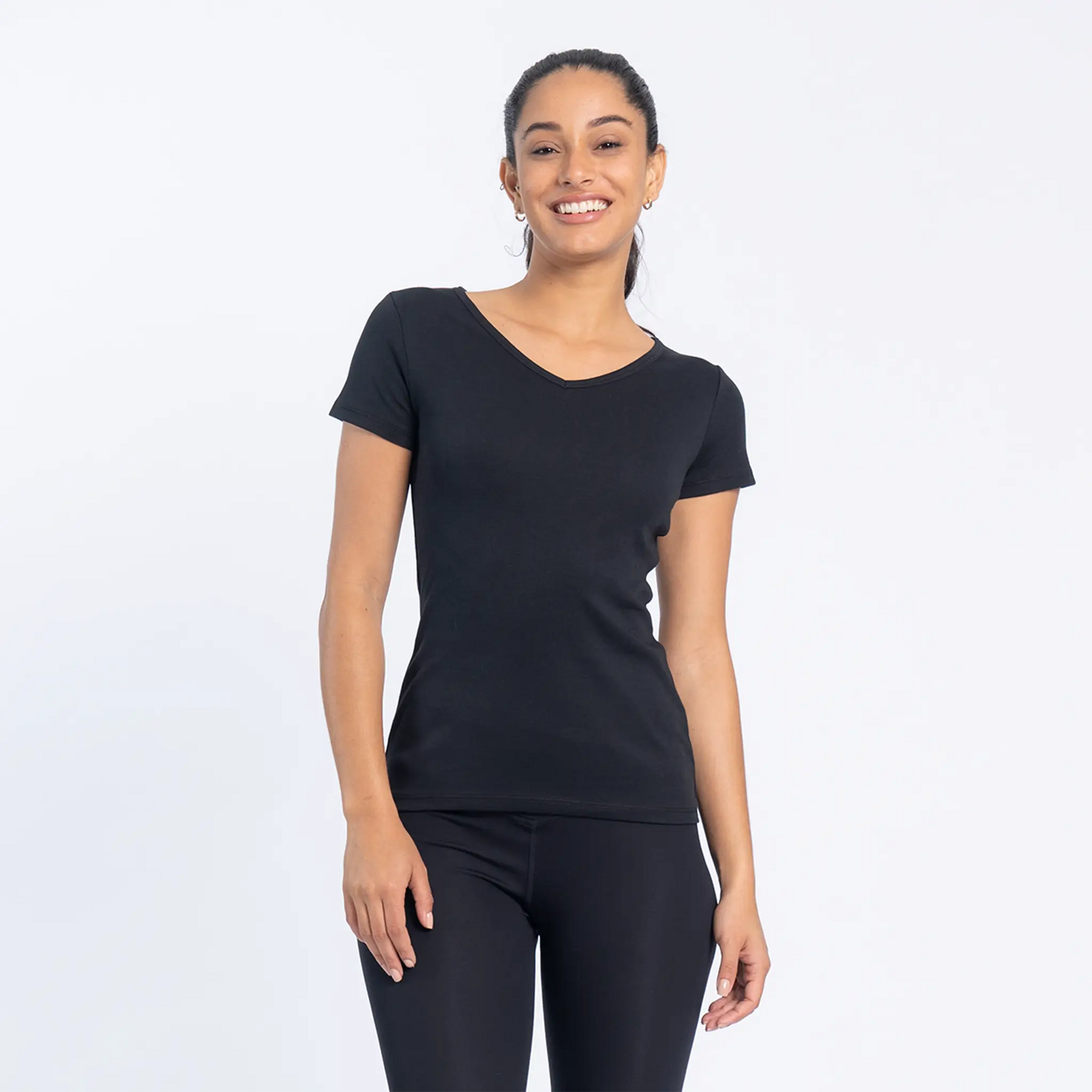 womens comfortable tshirt vneck color black