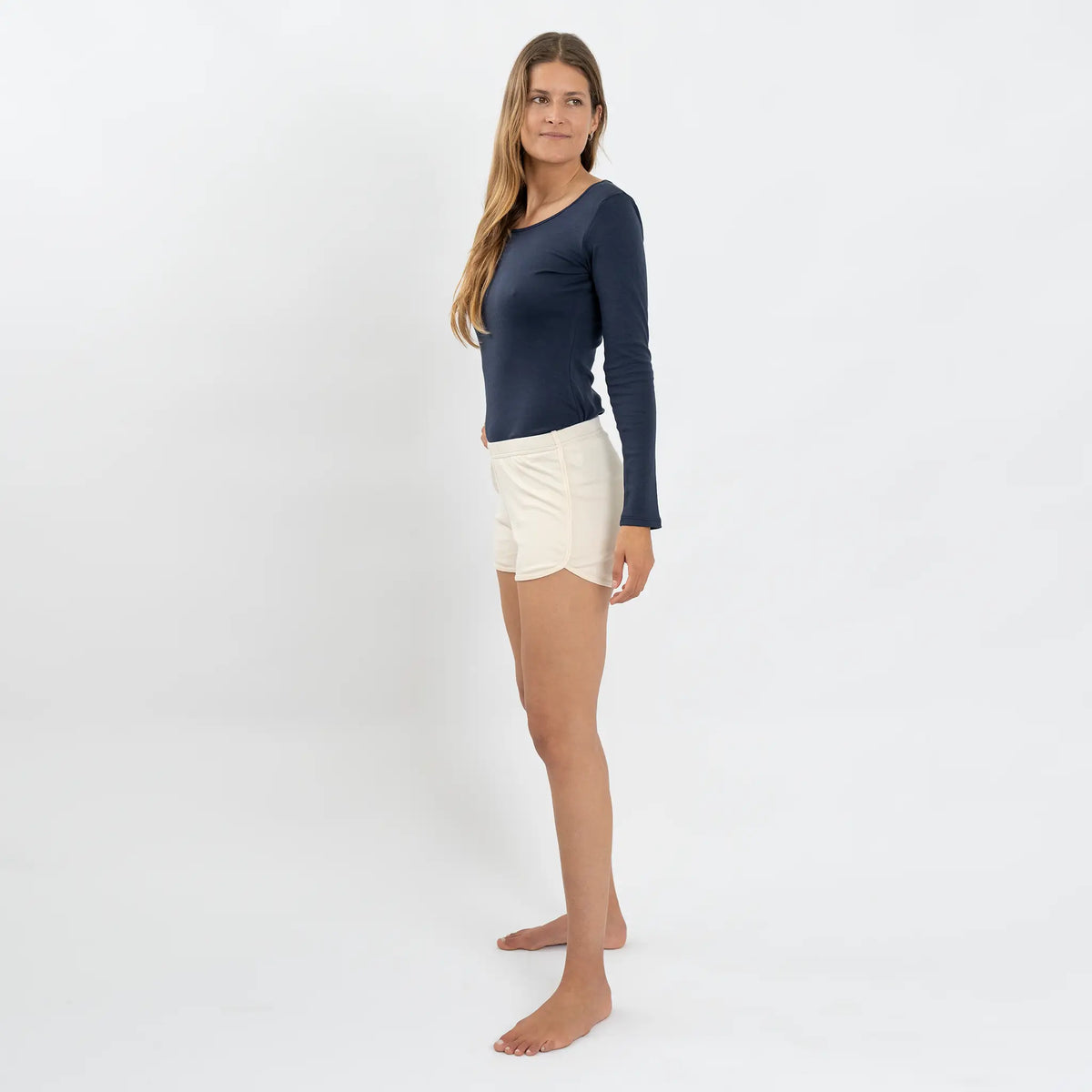 natural womens cotton fabric shorts color Undyed