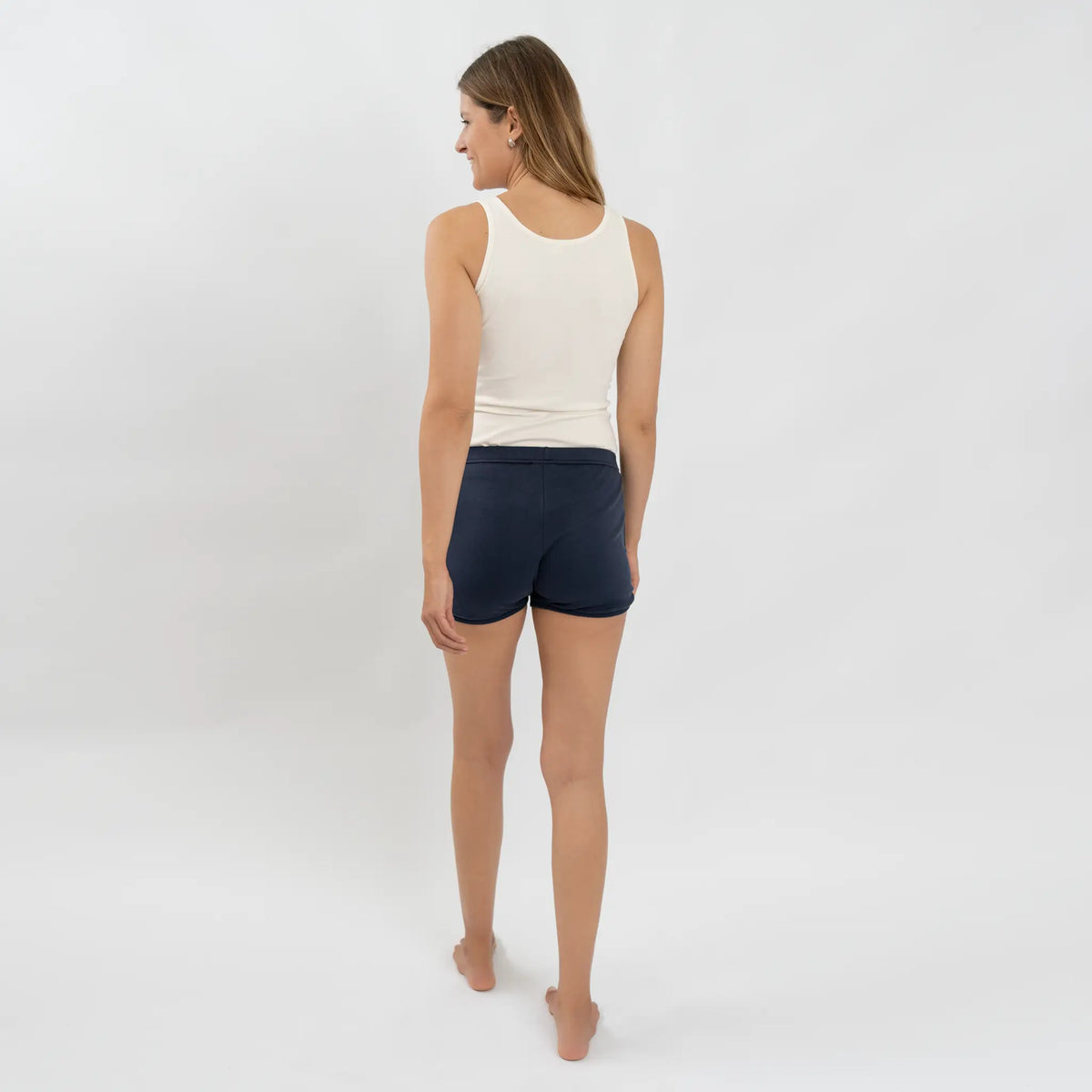 womens eco friendly shorts color navy blue